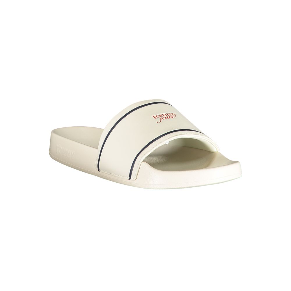 Sandales pour femmes Tommy Hilfiger en polyurethane blanc, confortables et élégantes, avec semelle antidérapante.