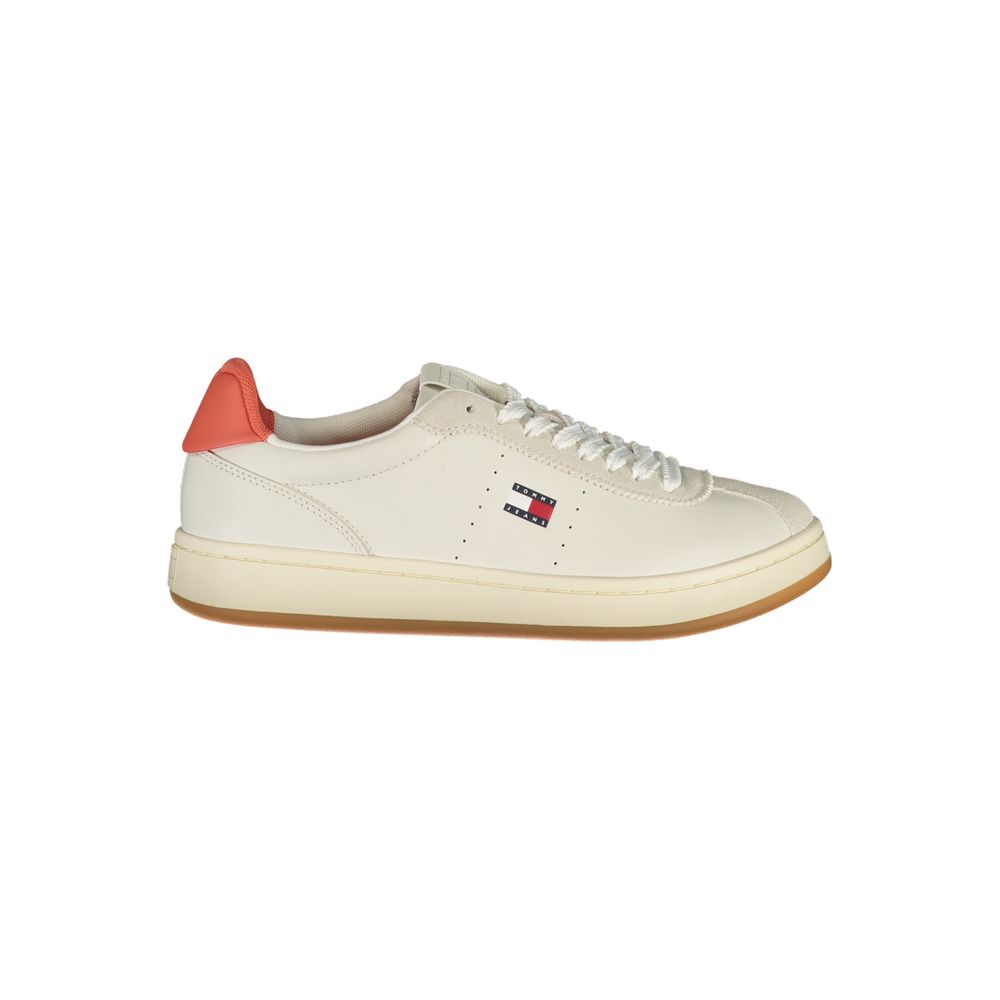 Sneakers pour femmes Tommy Hilfiger en polyuréthane beige, chaussures confortables et élégantes pour un style décontracté.