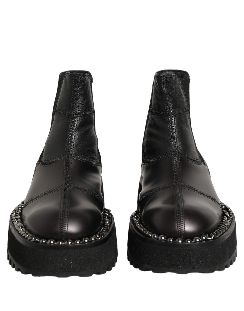 Chaussures Chelsea noires en cuir Dolce & Gabbana, slip-on élégantes et modernes pour homme.