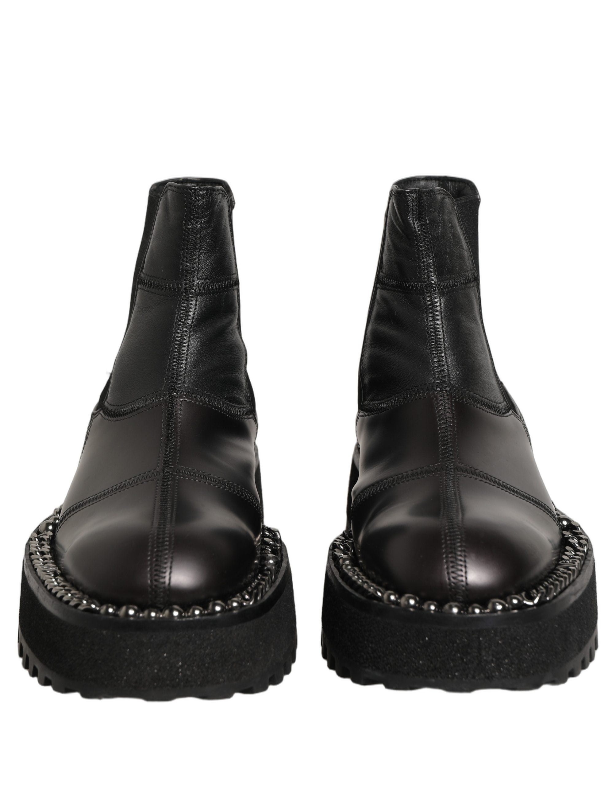 Chaussures Chelsea noires en cuir Dolce & Gabbana, slip-on élégantes et modernes pour homme.