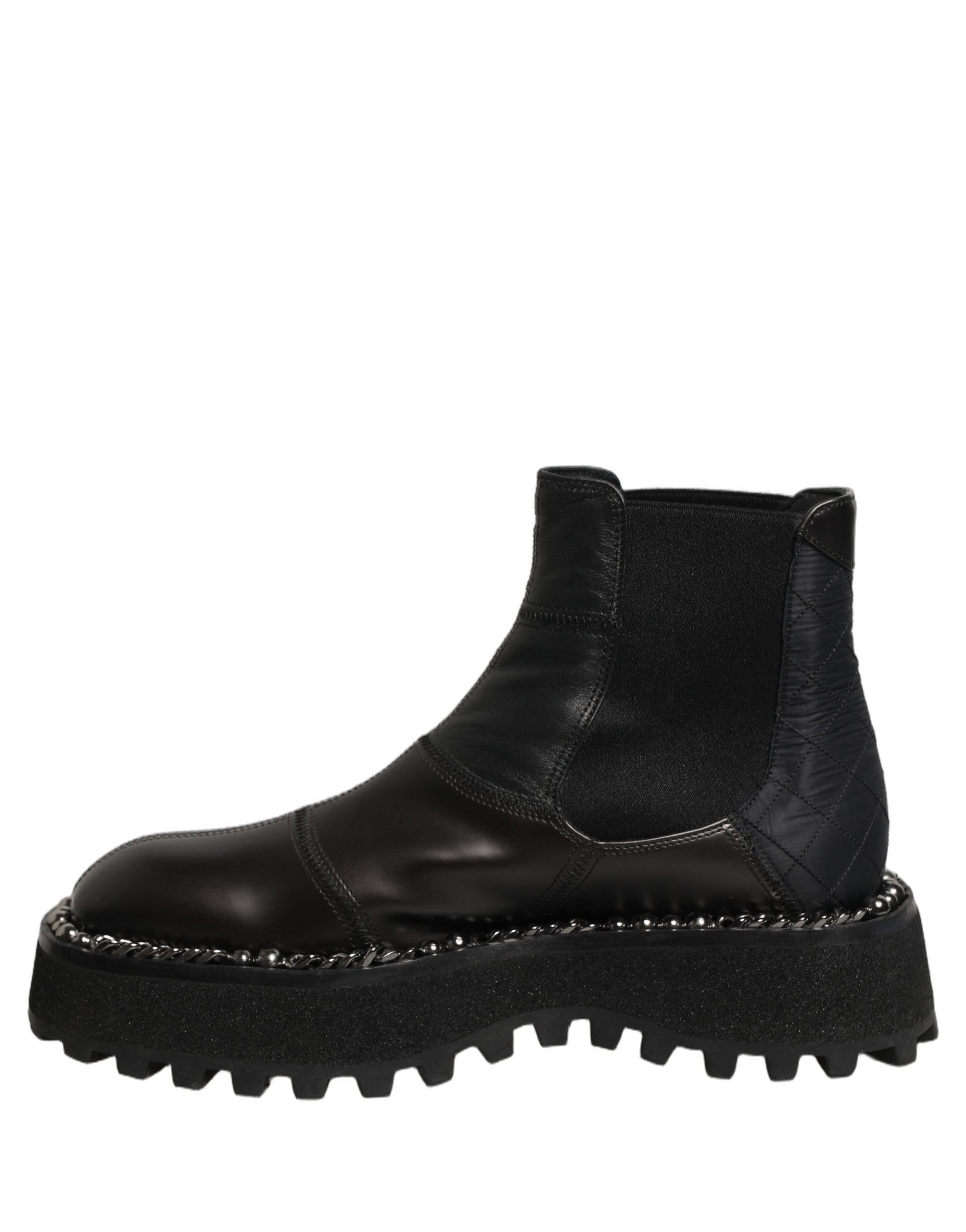 Chaussures Chelsea en cuir noir de Dolce & Gabbana, slip-on élégantes et classiques pour homme.