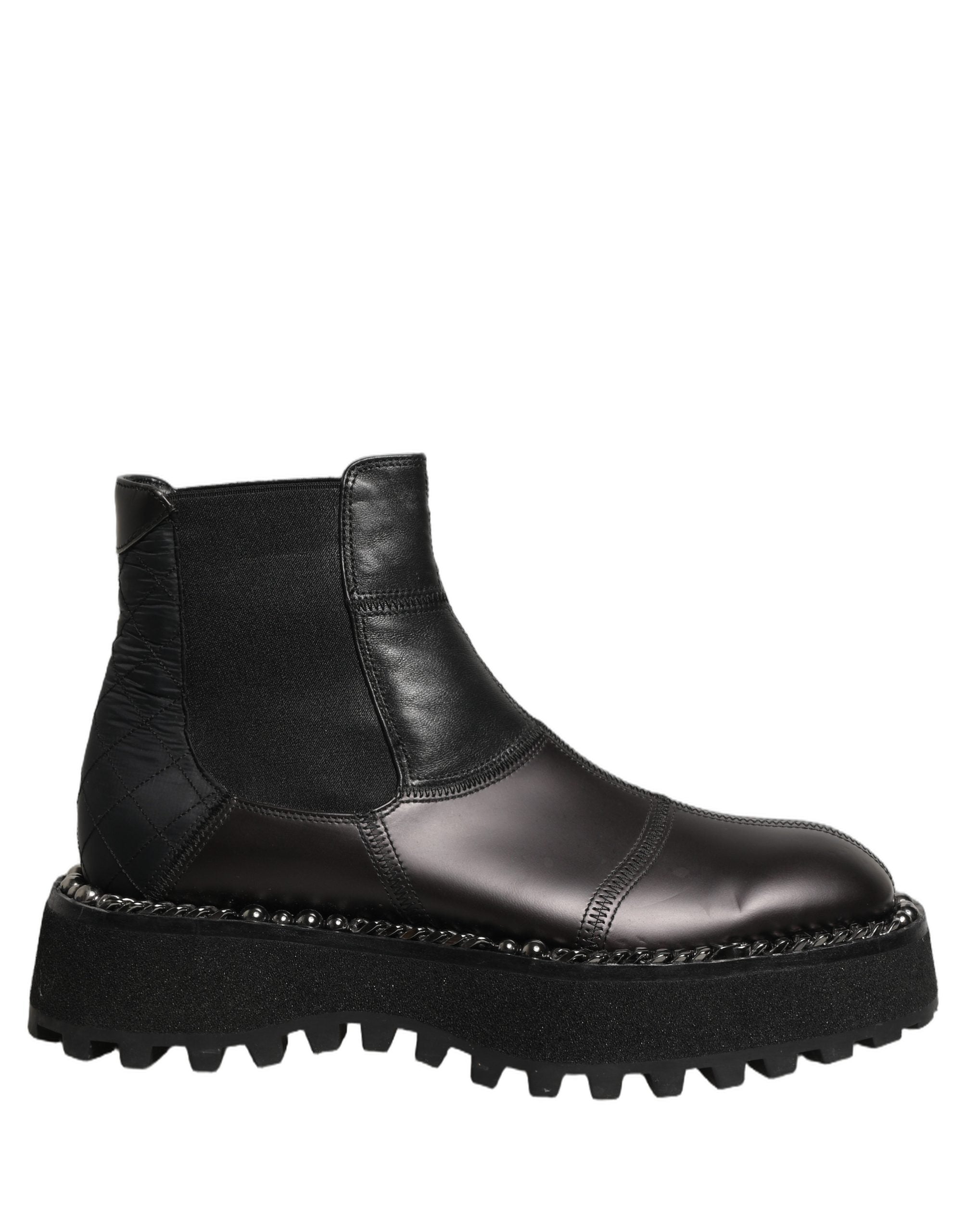 Chaussures Bottines Chelsea en cuir noir Dolce & Gabbana, slip-on élégantes avec finition lisse et design moderne.