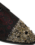 Chaussures derby noires et rouges Dolce & Gabbana, chaussures formelles ornées de détails brillants et embellissements élégants.