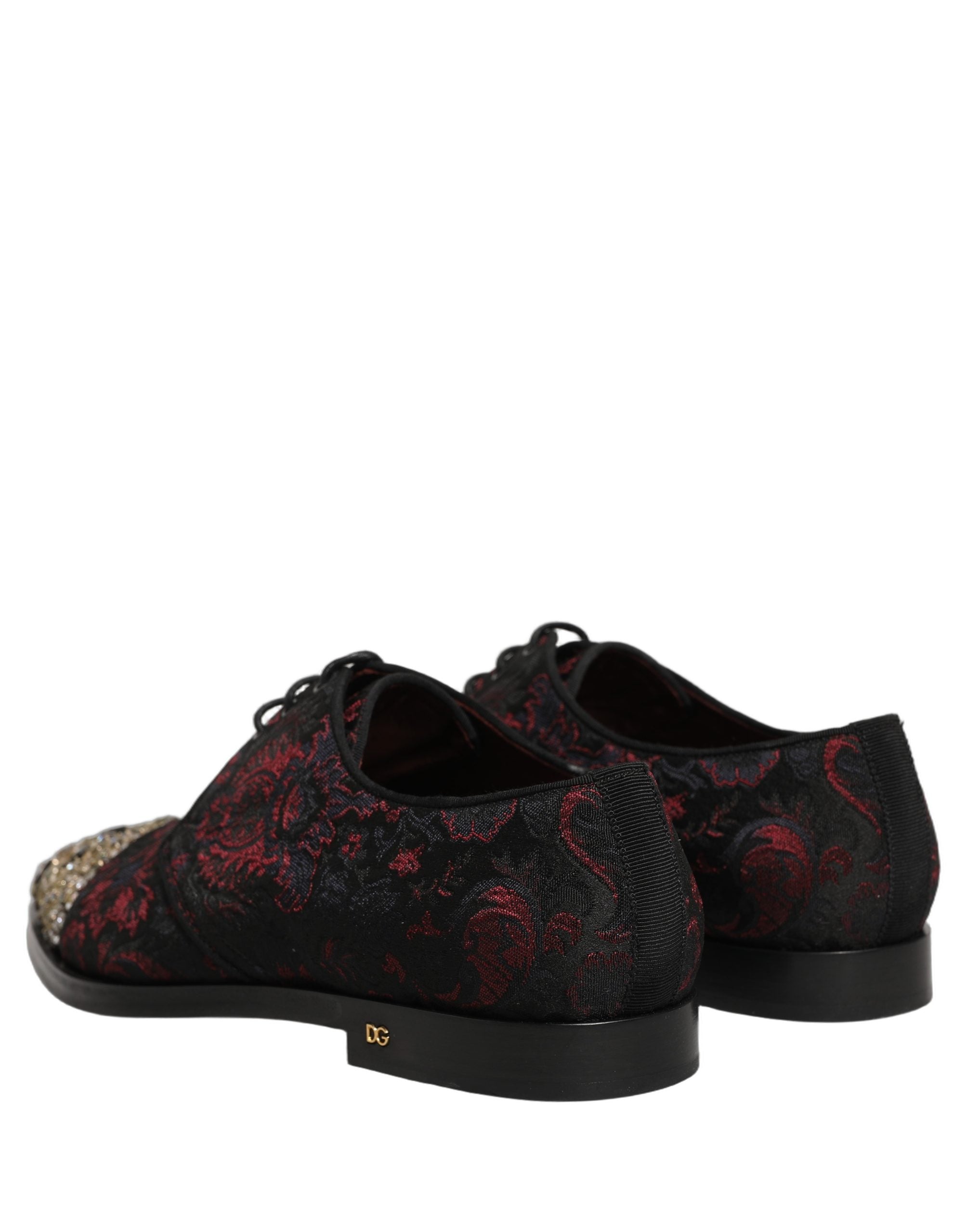 Chaussures formelles Derby Dolce & Gabbana noires et rouges avec embellissements, style élégant et sophistiqué.