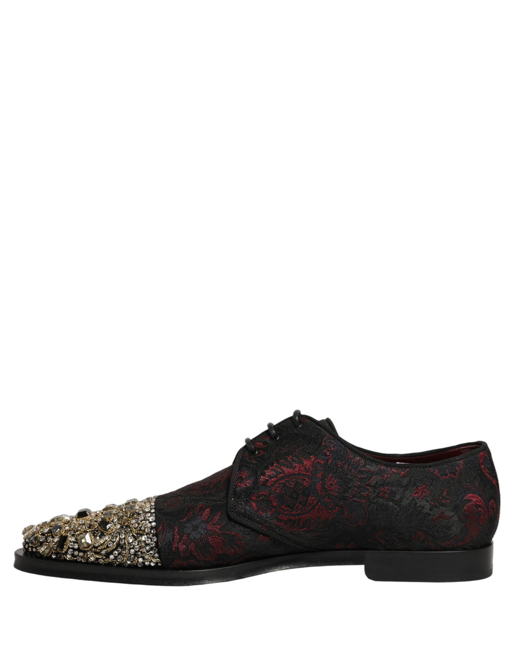 Chaussures derby noires et rouges Dolce & Gabbana à ornements, chaussures formelles élégantes pour homme.
