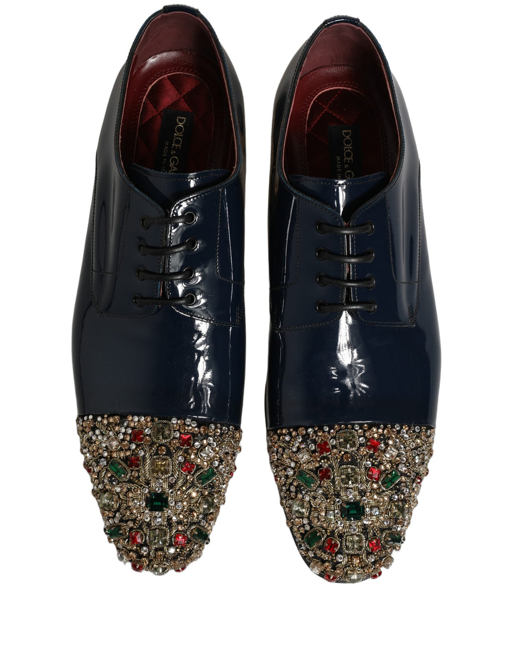 Chaussures formelles pour homme Dolce & Gabbana Derby bleues ornées de détails brillants et embellissements sophistiqués.