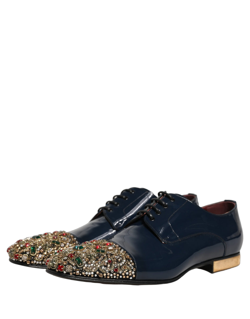 Chaussures derby formelles pour homme Dolce & Gabbana bleues avec embellissements élégants, en cuir raffinée.