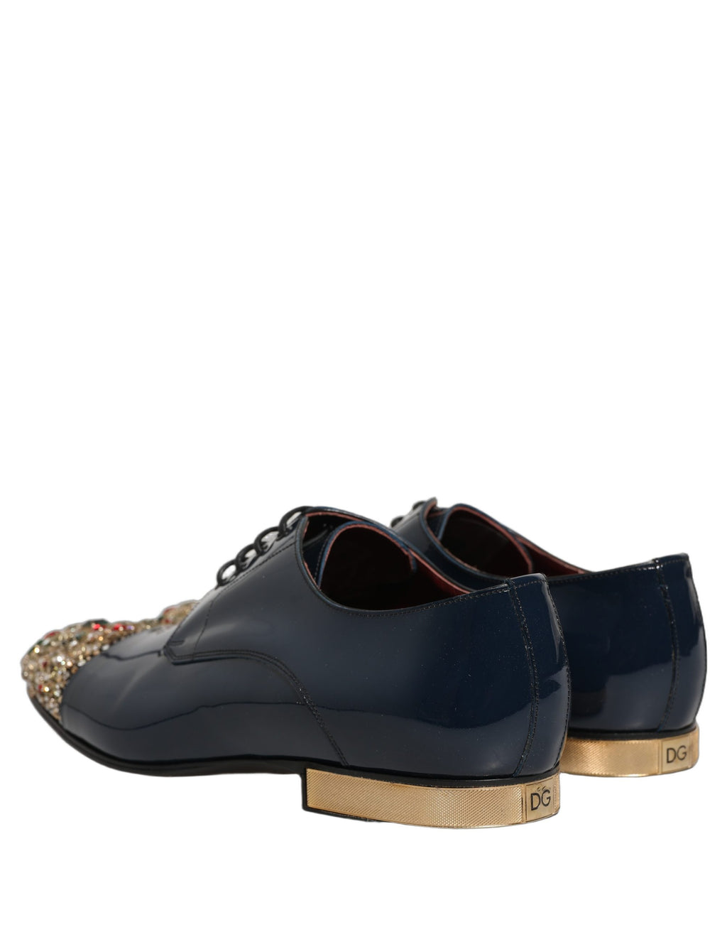 Chaussures formelles pour hommes Dolce & Gabbana Derby bleues ornées de broderies et embellissements élégants.