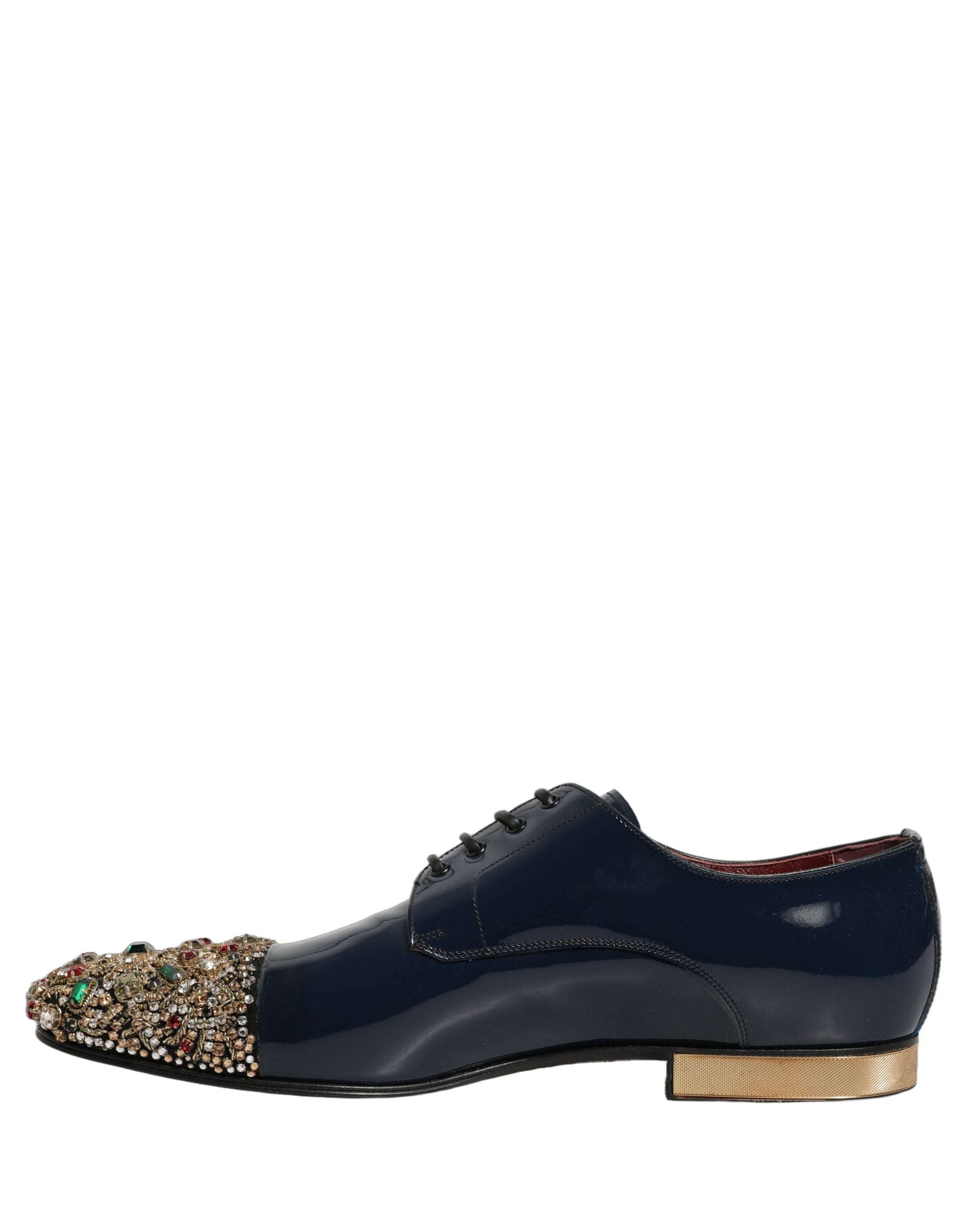 Chaussures formelles pour homme Dolce & Gabbana Derby bleues ornées de broderies et embellissements élégants.