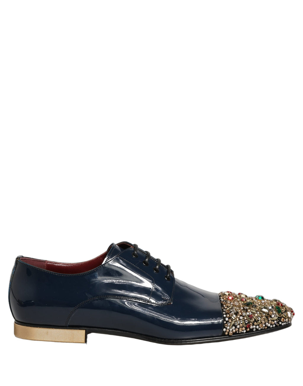 Chaussures de ville pour homme Dolce & Gabbana Derby bleu ornées de détails brillants, élégantes et formelles.