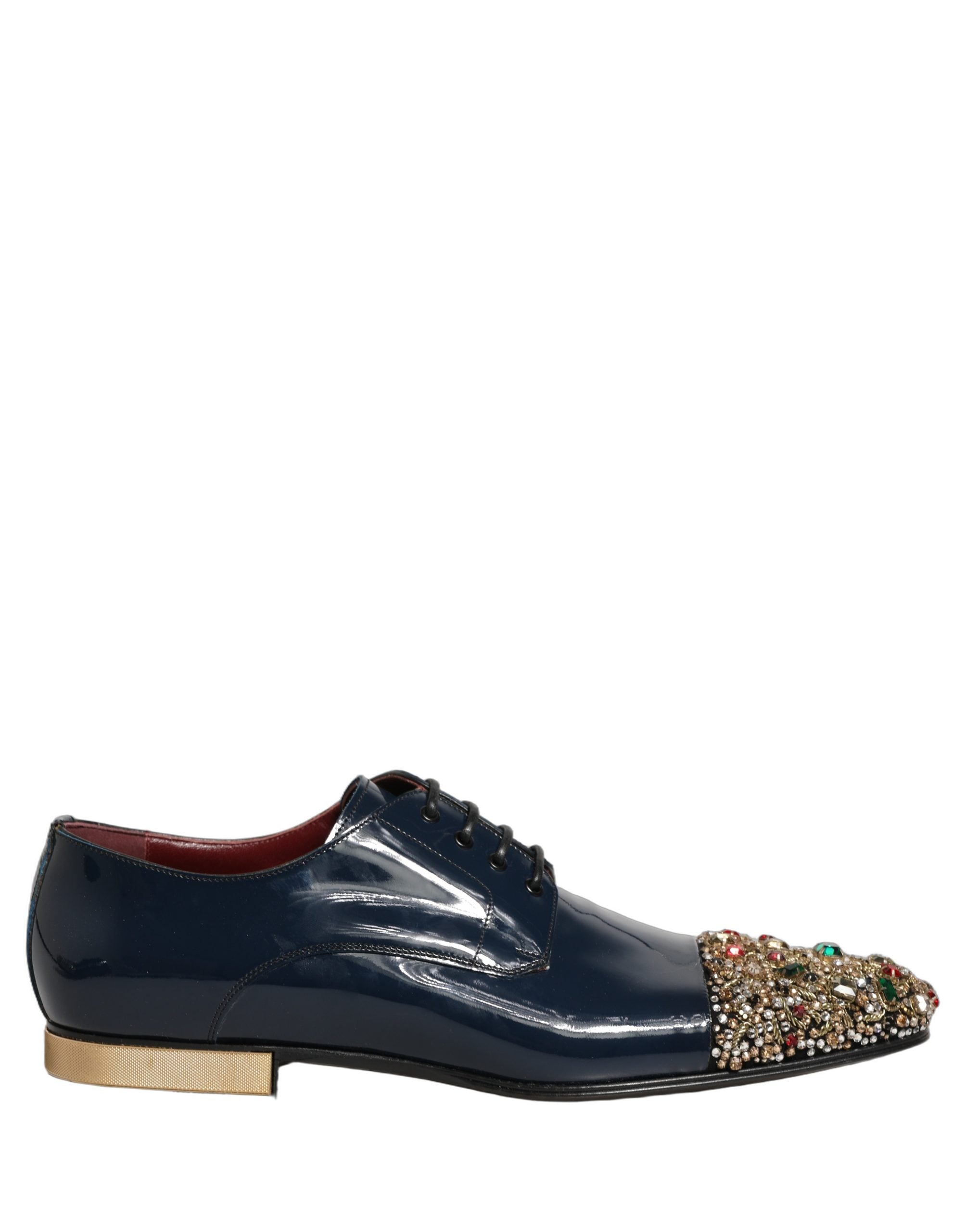 Chaussures de ville pour homme Dolce & Gabbana Derby bleu ornées de détails brillants, élégantes et formelles.