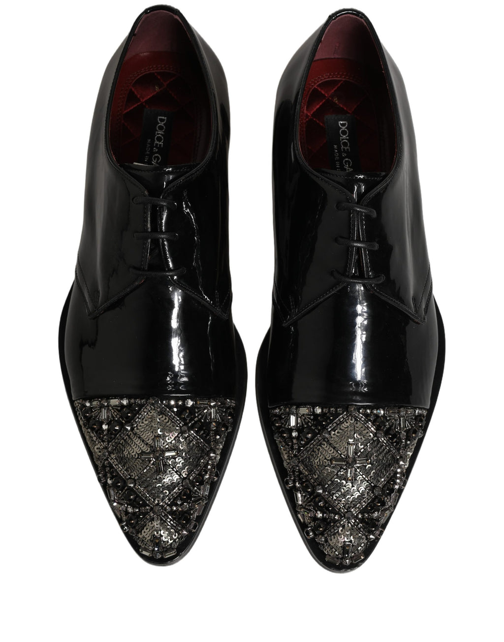 Chaussures derby formelles noires Dolce & Gabbana pour homme avec embellissements élégants.