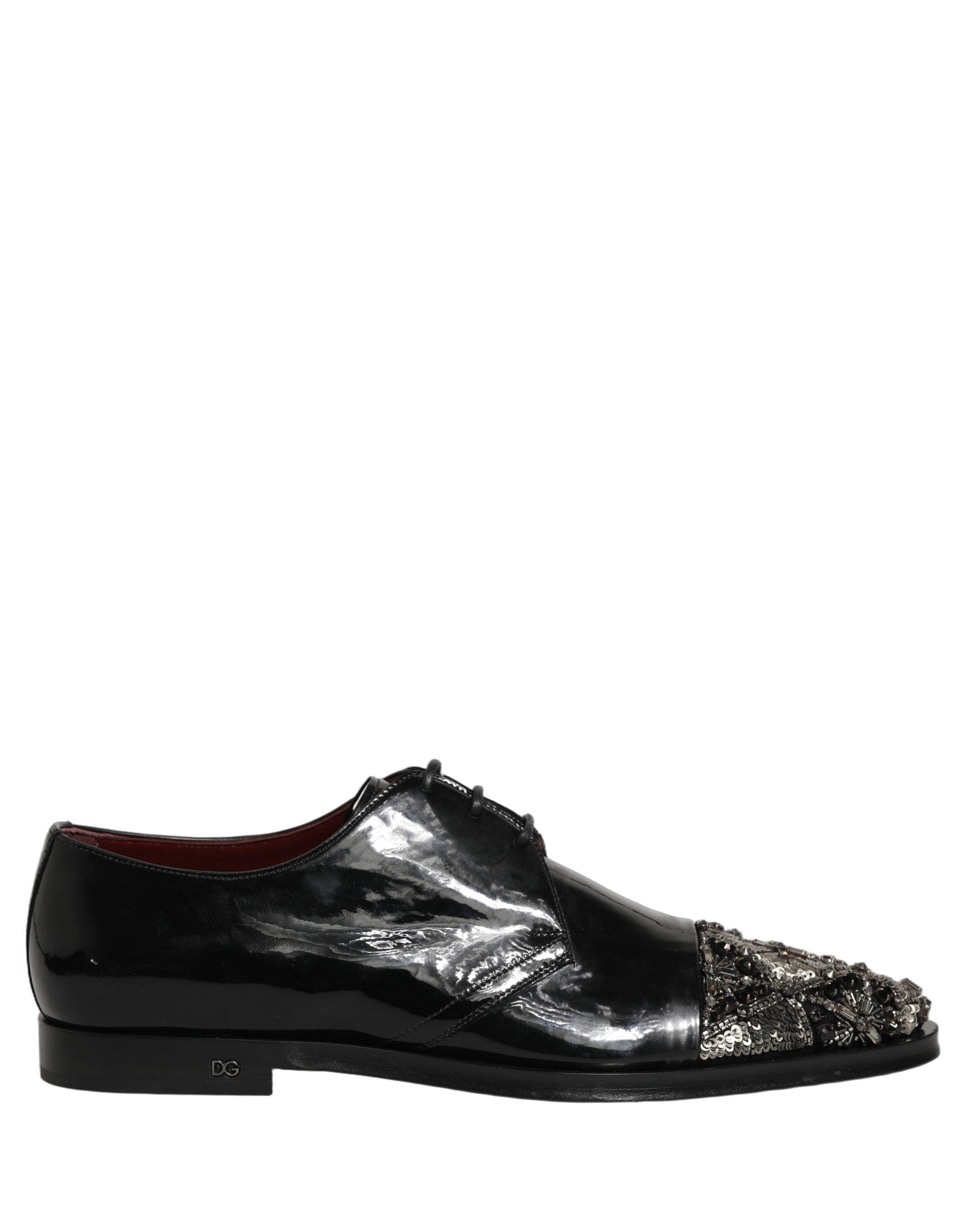 Chaussures derby noires Dolce & Gabbana pour homme avec embellissements élégants et design formel.