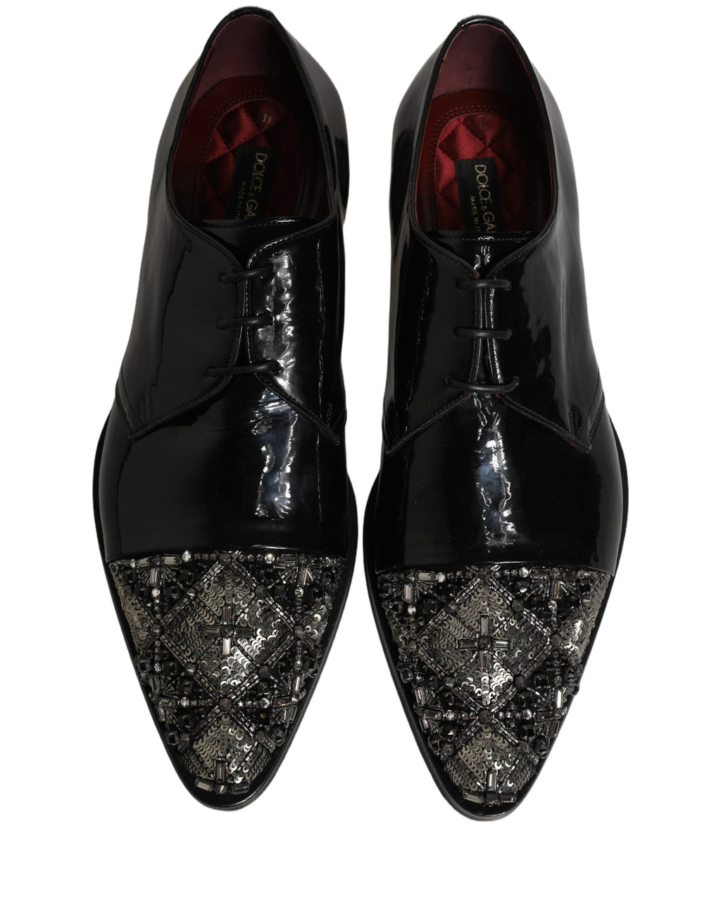 Chaussures de ville Derby noires Dolce & Gabbana avec embellissements, élégantes et sophistiquées pour occasions formelles.