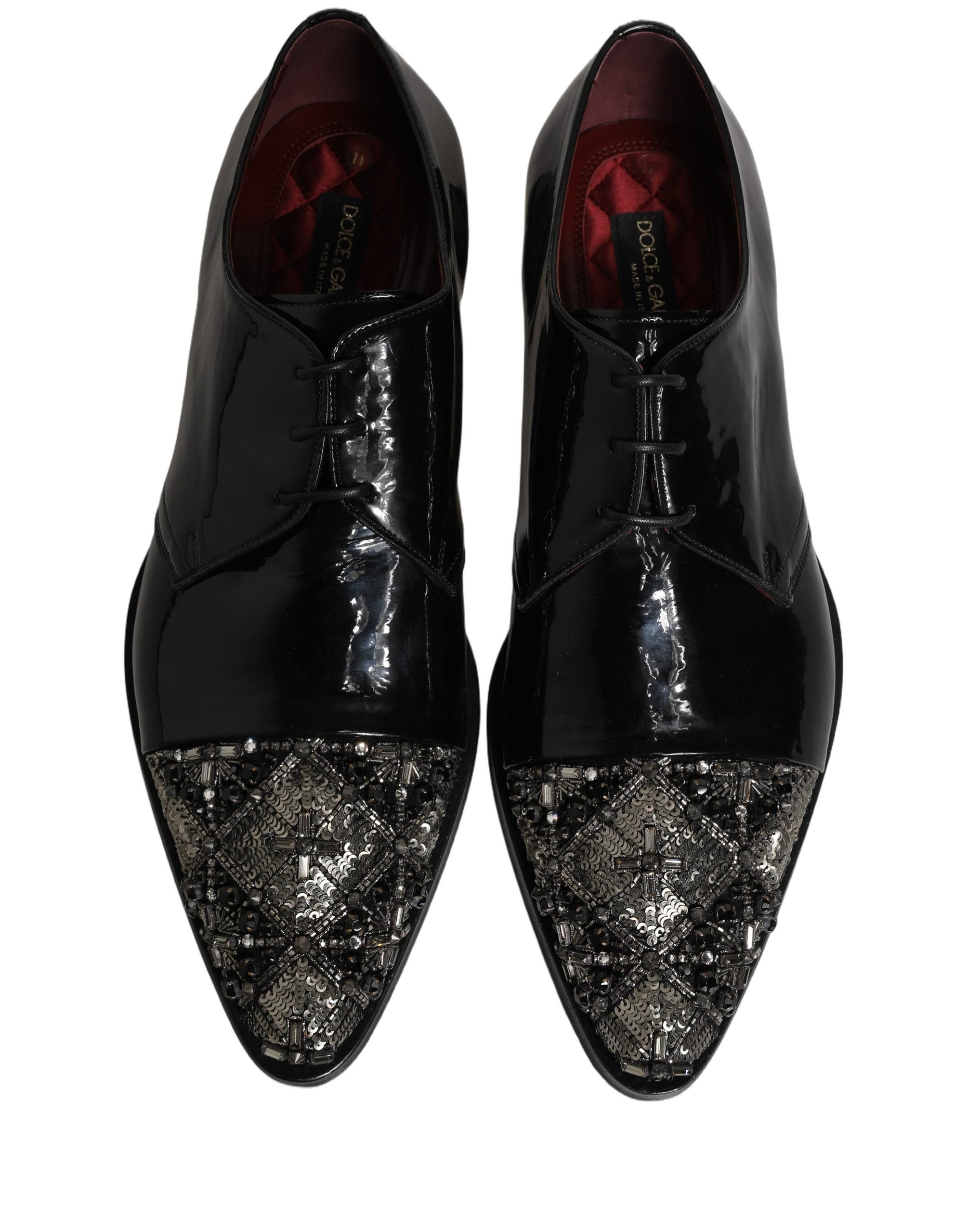 Chaussures de ville Derby noires Dolce & Gabbana avec embellissements, élégantes et sophistiquées pour occasions formelles.