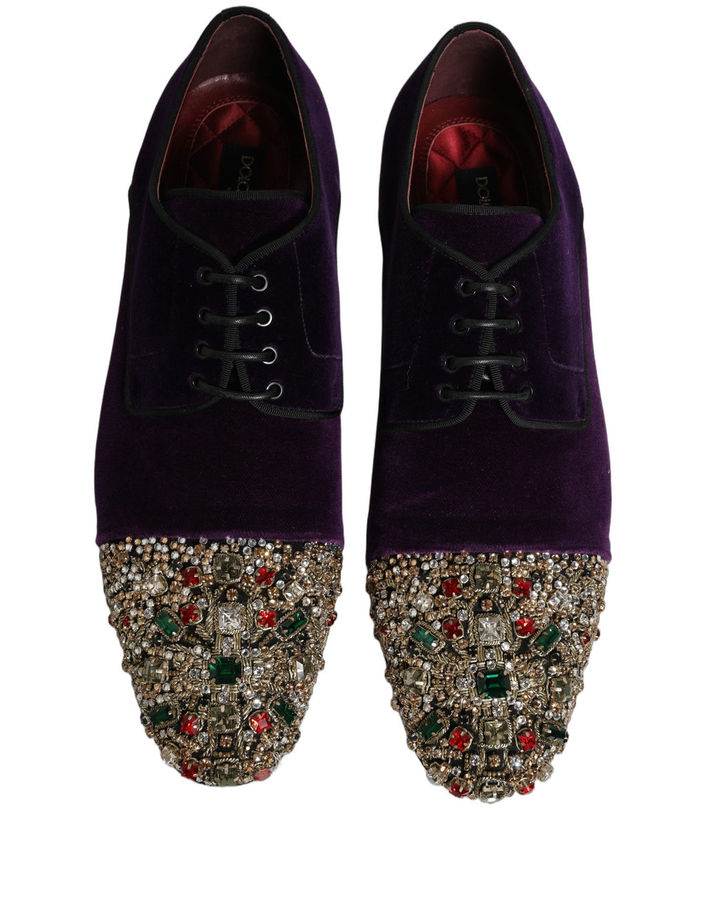 Chaussures Derby en daim violet Dolce & Gabbana avec embellissements, élégantes et sophistiquées pour homme.