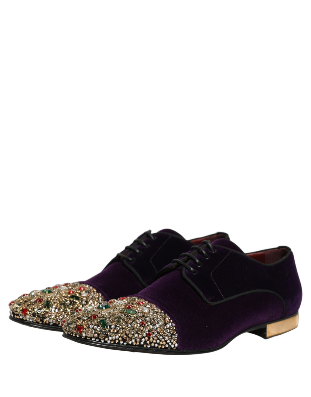 Chaussures Derby en daim violet Dolce & Gabbana avec embellissements, élégantes et sophistiquées pour homme.