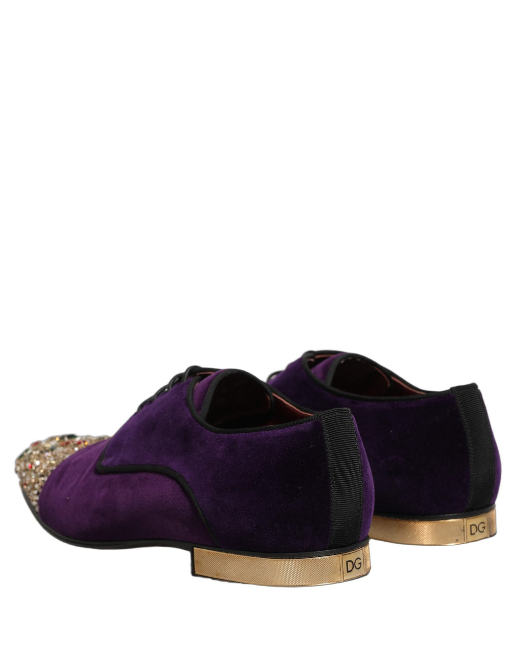 Chaussures Derby en daim violet Dolce & Gabbana avec embellissements, élégantes et sophistiquées pour homme.