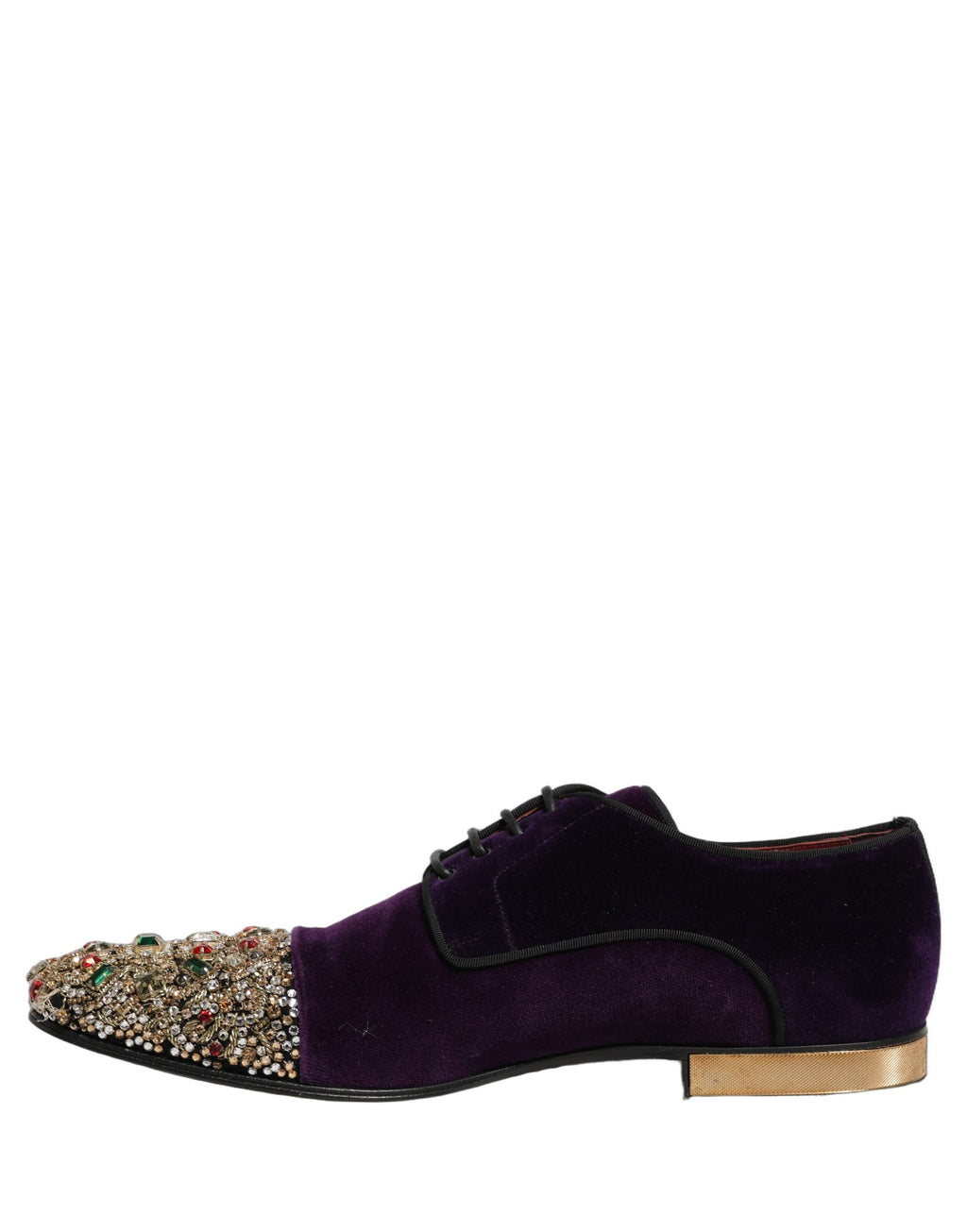 Chaussures derby en daim violet Dolce & Gabbana avec embellissements, élégantes et sophistiquées pour homme.