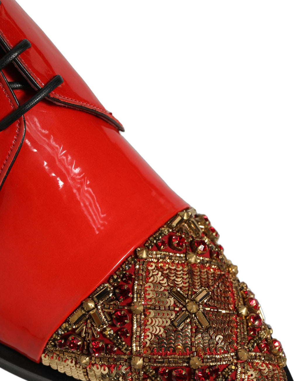 Chaussures habillées pour homme Dolce & Gabbana Derby rouges avec embellissements, élégantes et sophistiquées.