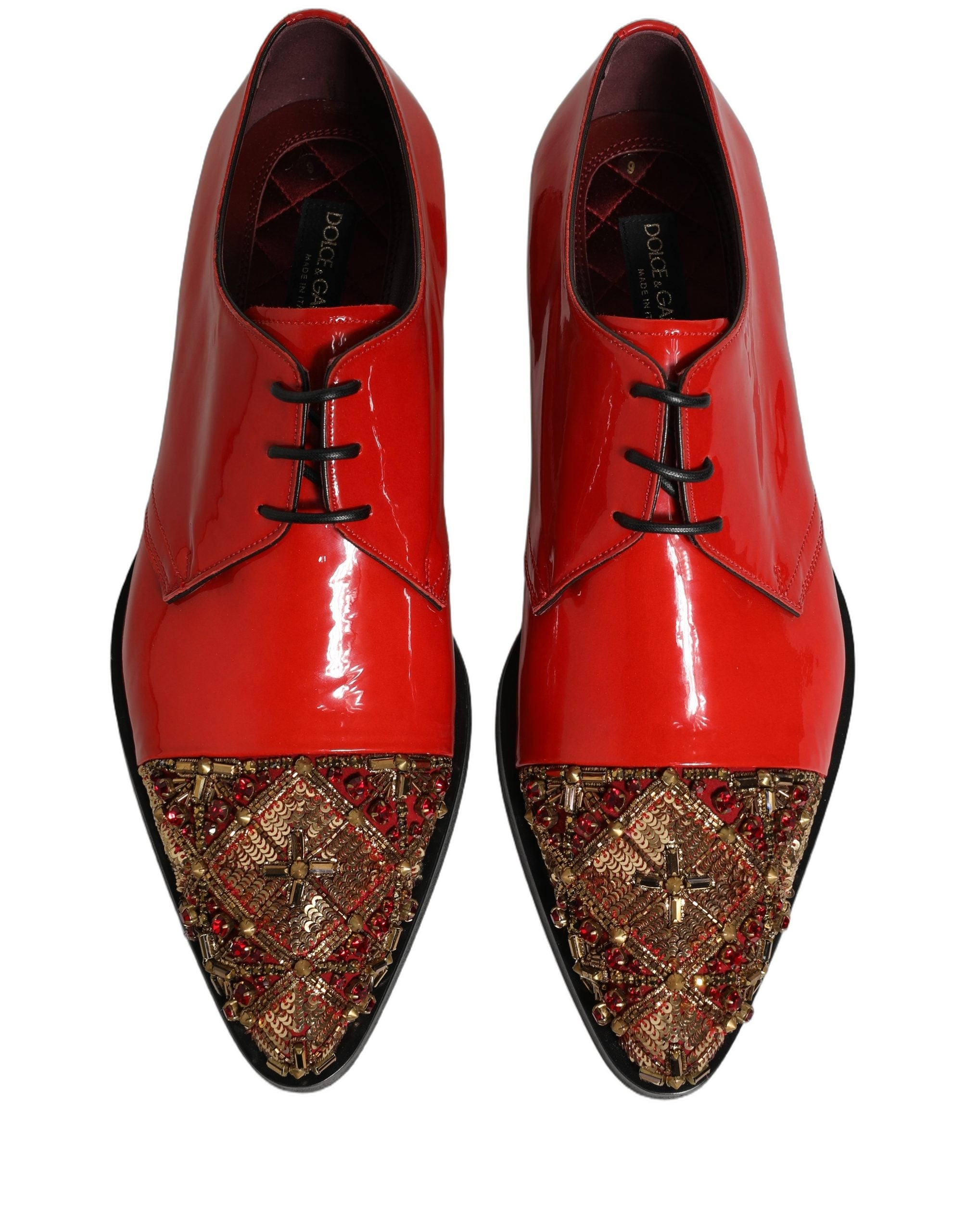 Chaussures Derby formelles rouges Dolce & Gabbana pour homme avec embellissements, élégantes et sophistiquées.