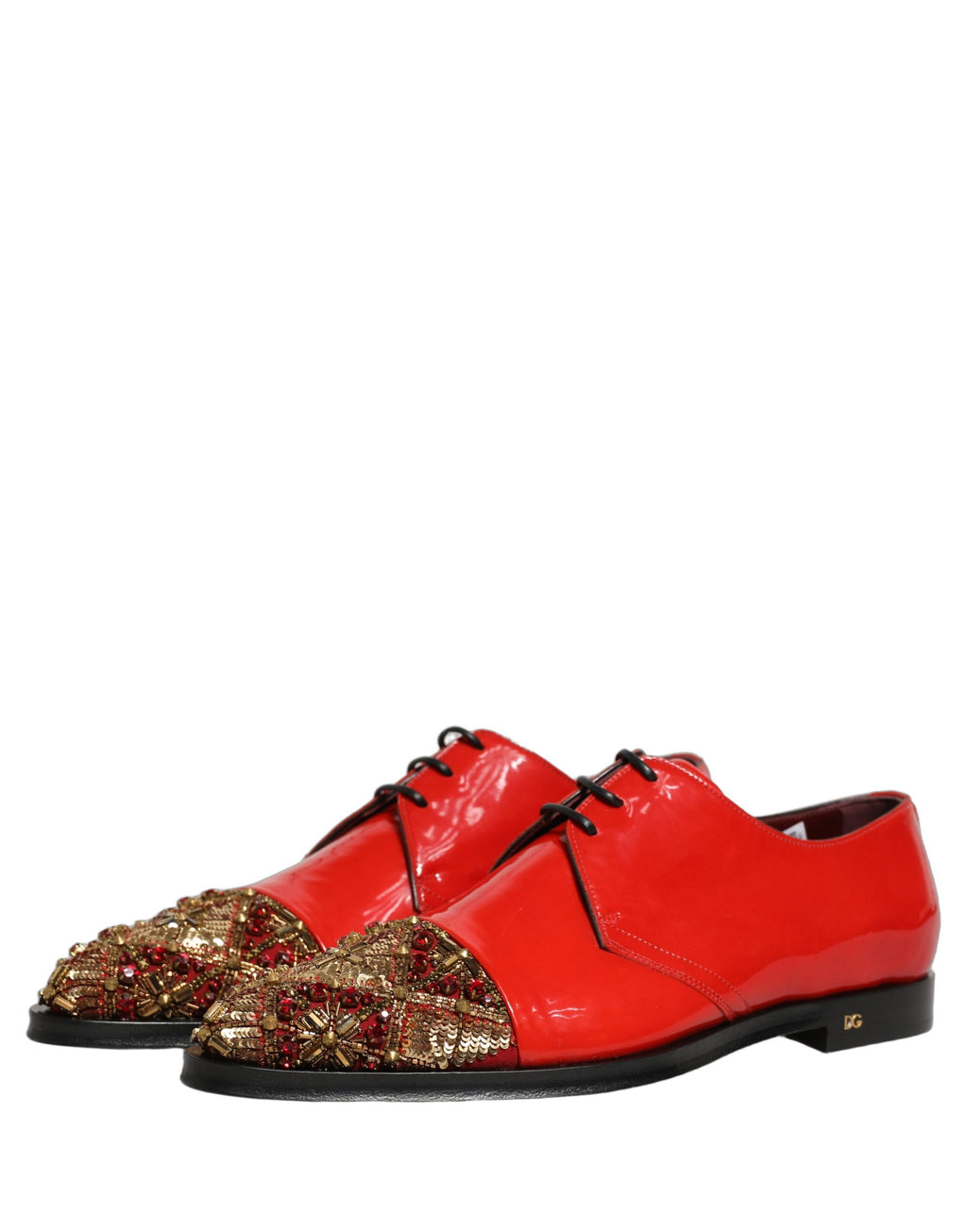 Chaussures formelles pour homme Dolce & Gabbana Derby rouges ornées de embellissements élégants.