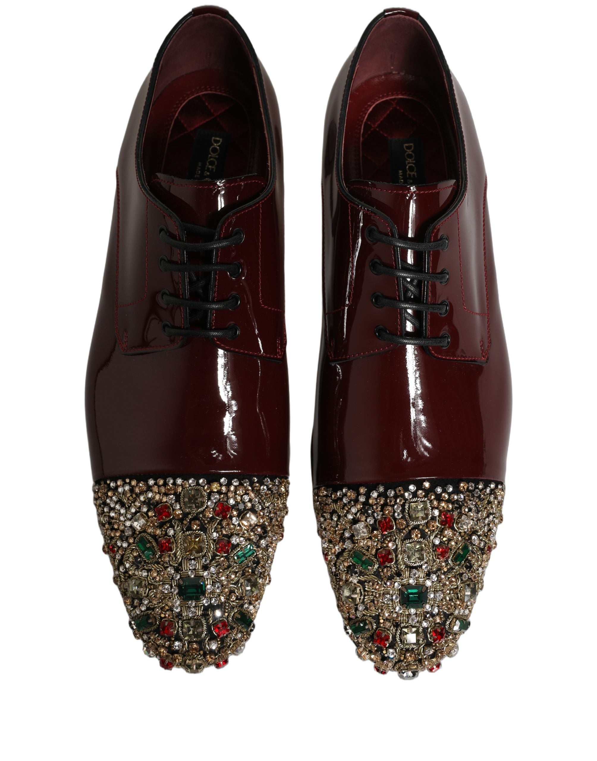 Chaussures formelles Derby Dolce & Gabbana marron avec embellissements, style élégant pour occasions spéciales.