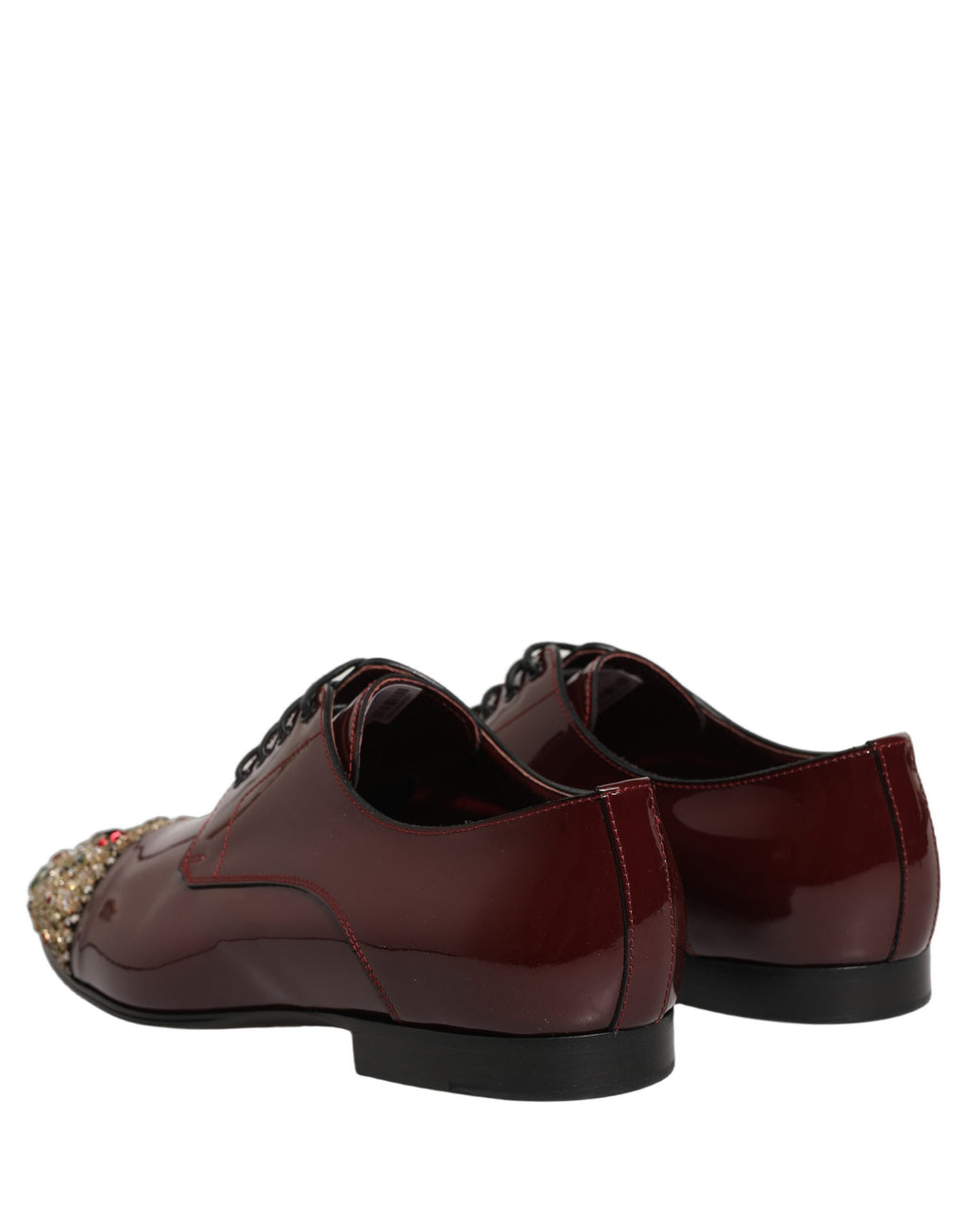 Chaussures formelles Derby Dolce & Gabbana bordeaux avec embellissements, en cuir élégant pour occasions spéciales.