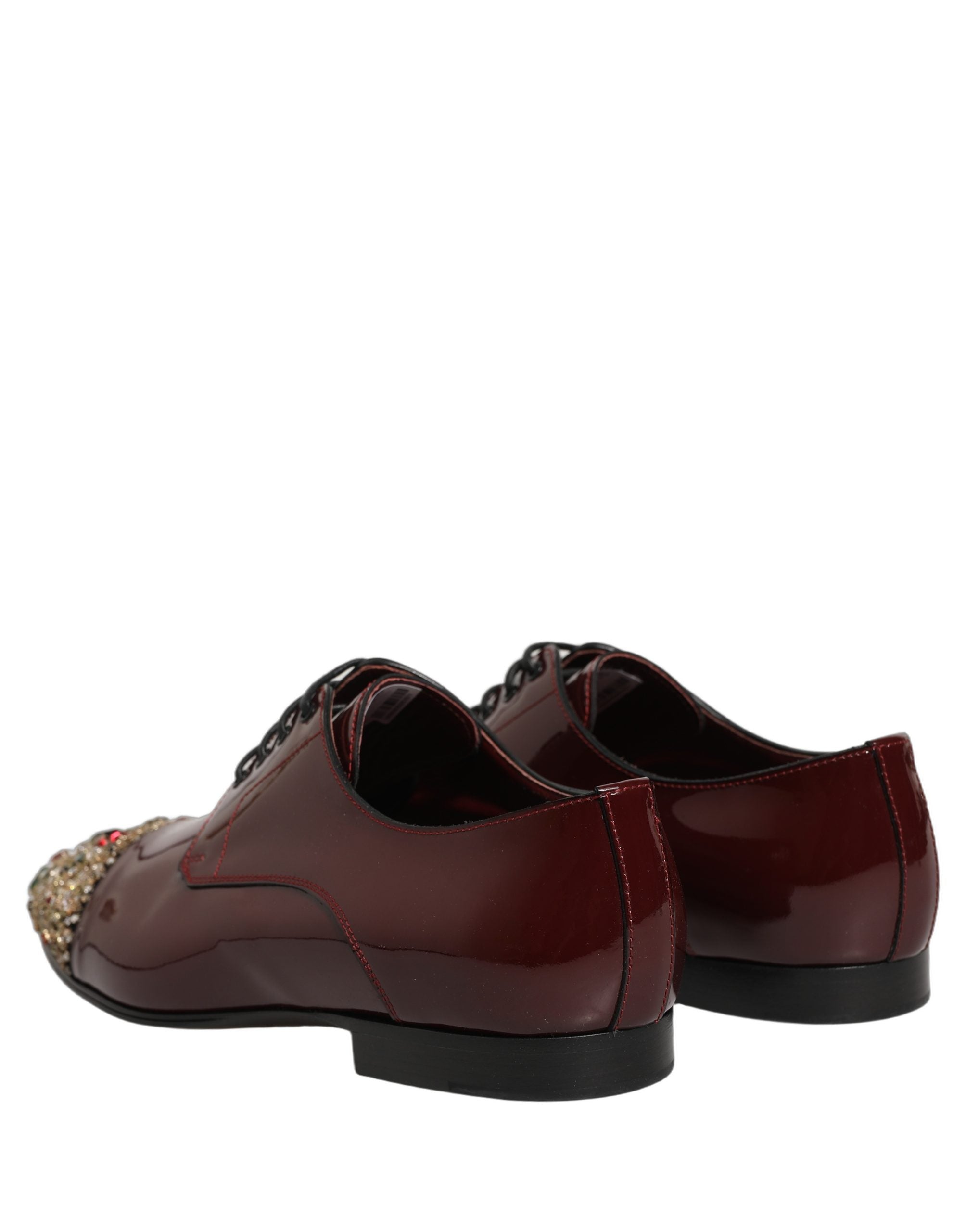 Chaussures formelles Derby Dolce & Gabbana bordeaux avec embellissements, en cuir élégant pour occasions spéciales.