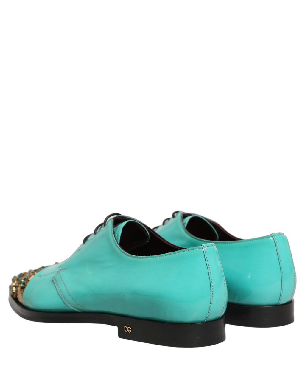 Chaussures derby formelles Dolce & Gabbana Aqua Blue with embellissements, élégantes et sophistiquées pour occasion spéciale.