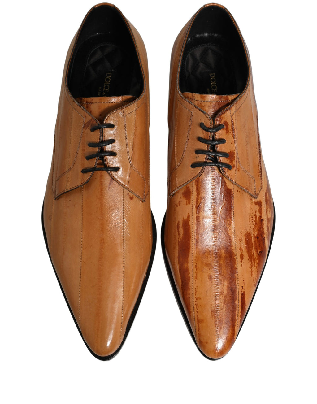 Chaussures derby en cuir marron Dolce & Gabbana pour homme avec lacets, style élégant et sophistiqué.