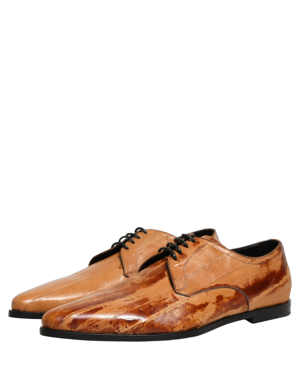 Chaussures derby pour homme en cuir marron Dolce & Gabbana, avec lacets et finition élégante.