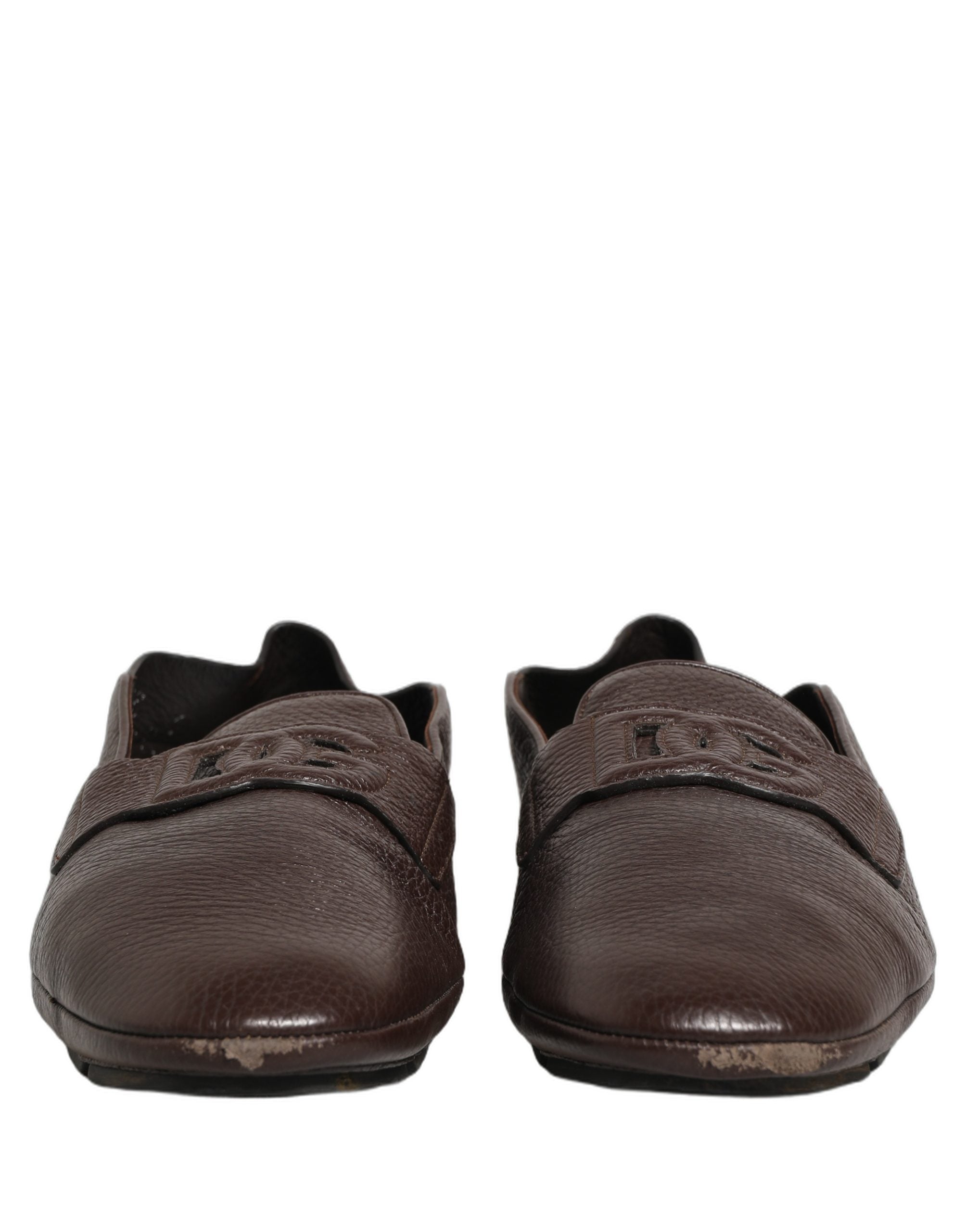 Chaussures Loafers en cuir de cerf marron Dolce & Gabbana, chaussures de conduite élégantes et confortables pour hommes.