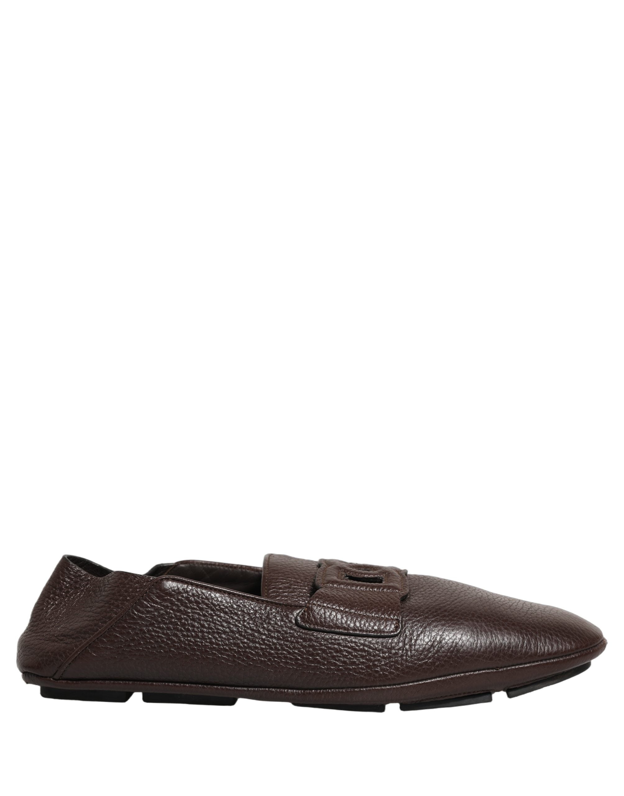 Chaussures mocassins drivers en cuir de cerf marron Dolce & Gabbana, élégant et confortable pour homme.