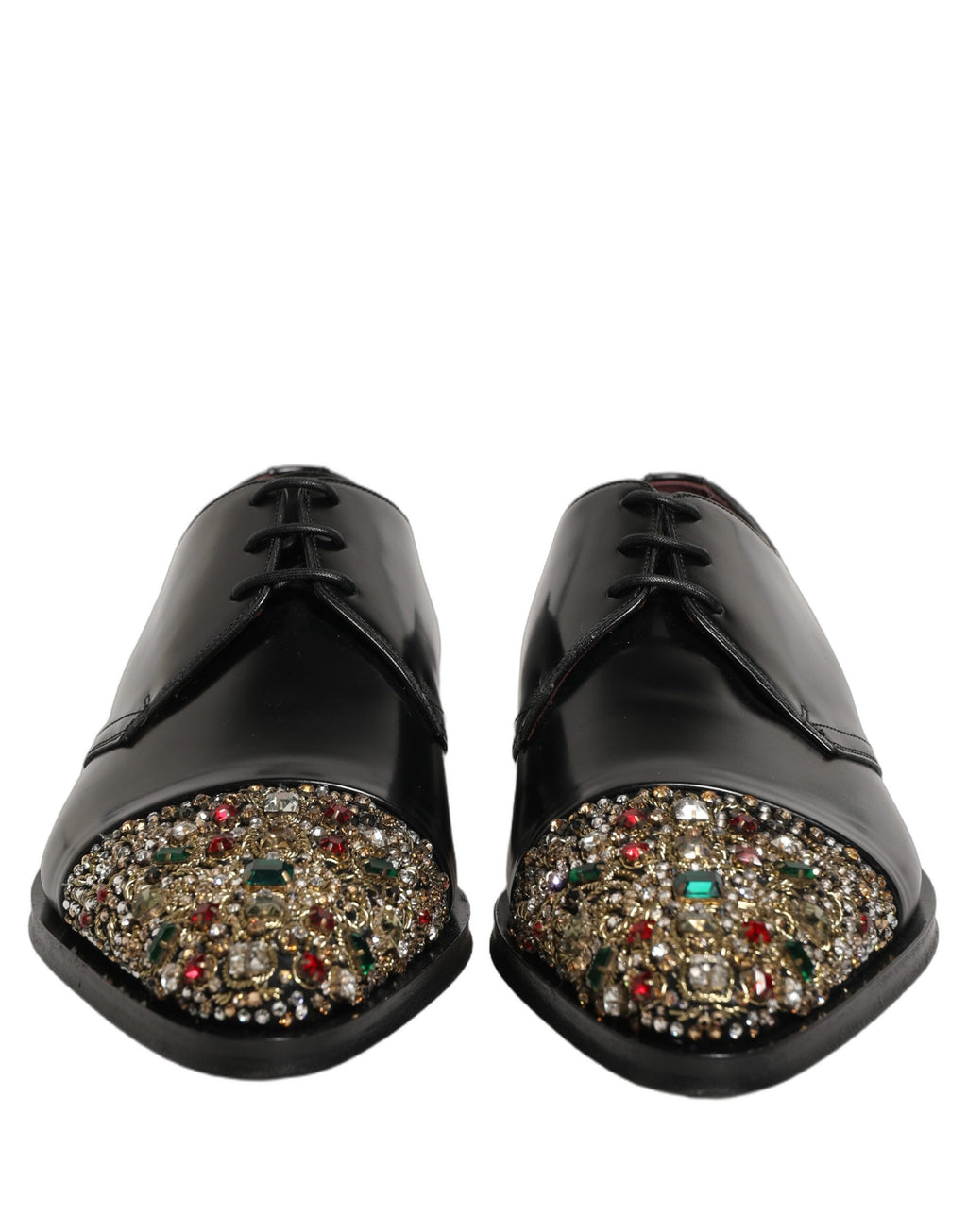 Chaussures formelles Derby Dolce & Gabbana noires ornées de broderies et d'embellissements sophistiqués.