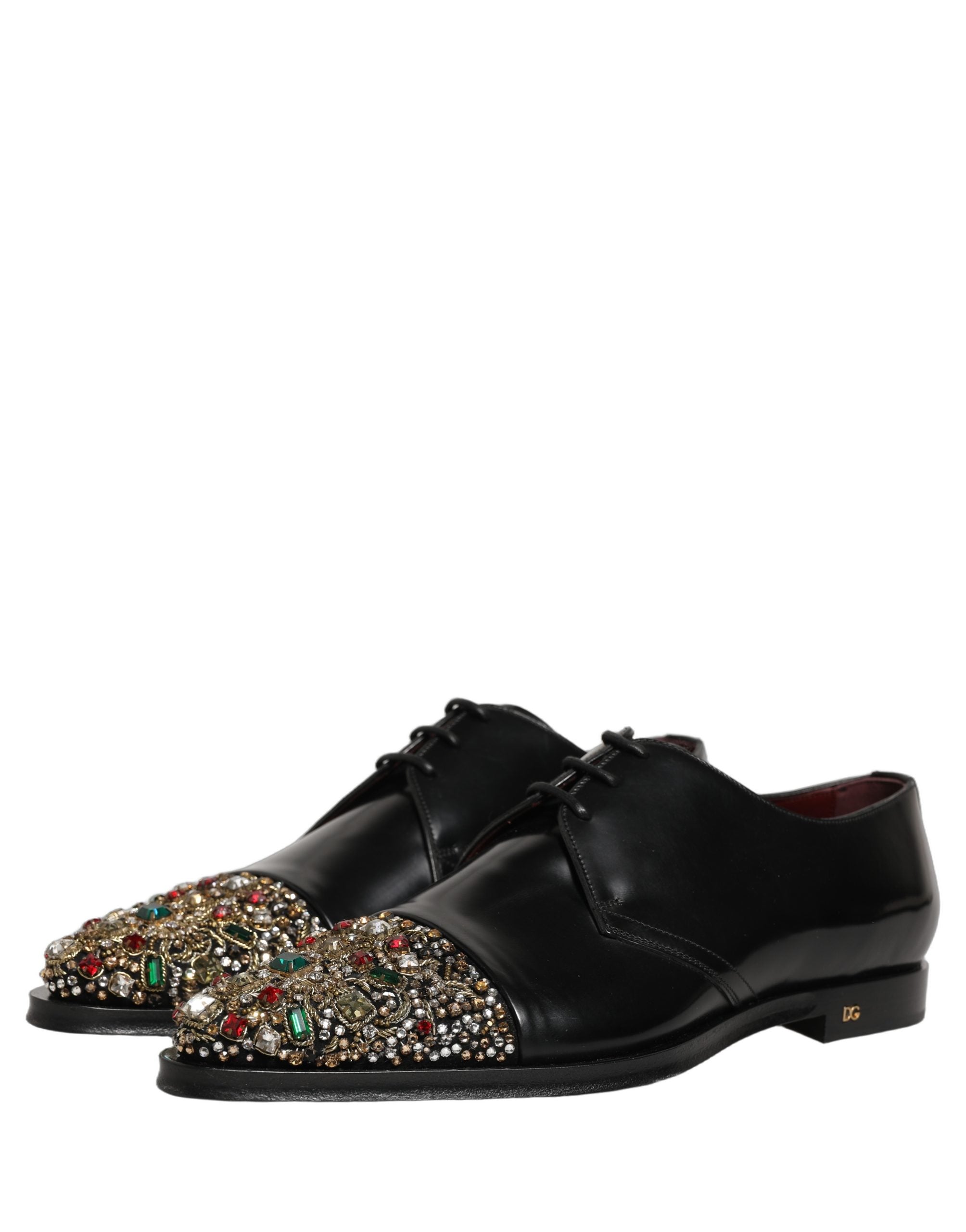 Chaussures de ville Derby noires Dolce & Gabbana avec embellissements élégants, pour occasion formelle et sophistiquée.