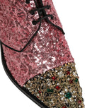 Chaussures Derby pour homme Dolce & Gabbana roses à sequins roses brillants, finition élégante et sophistiquée.