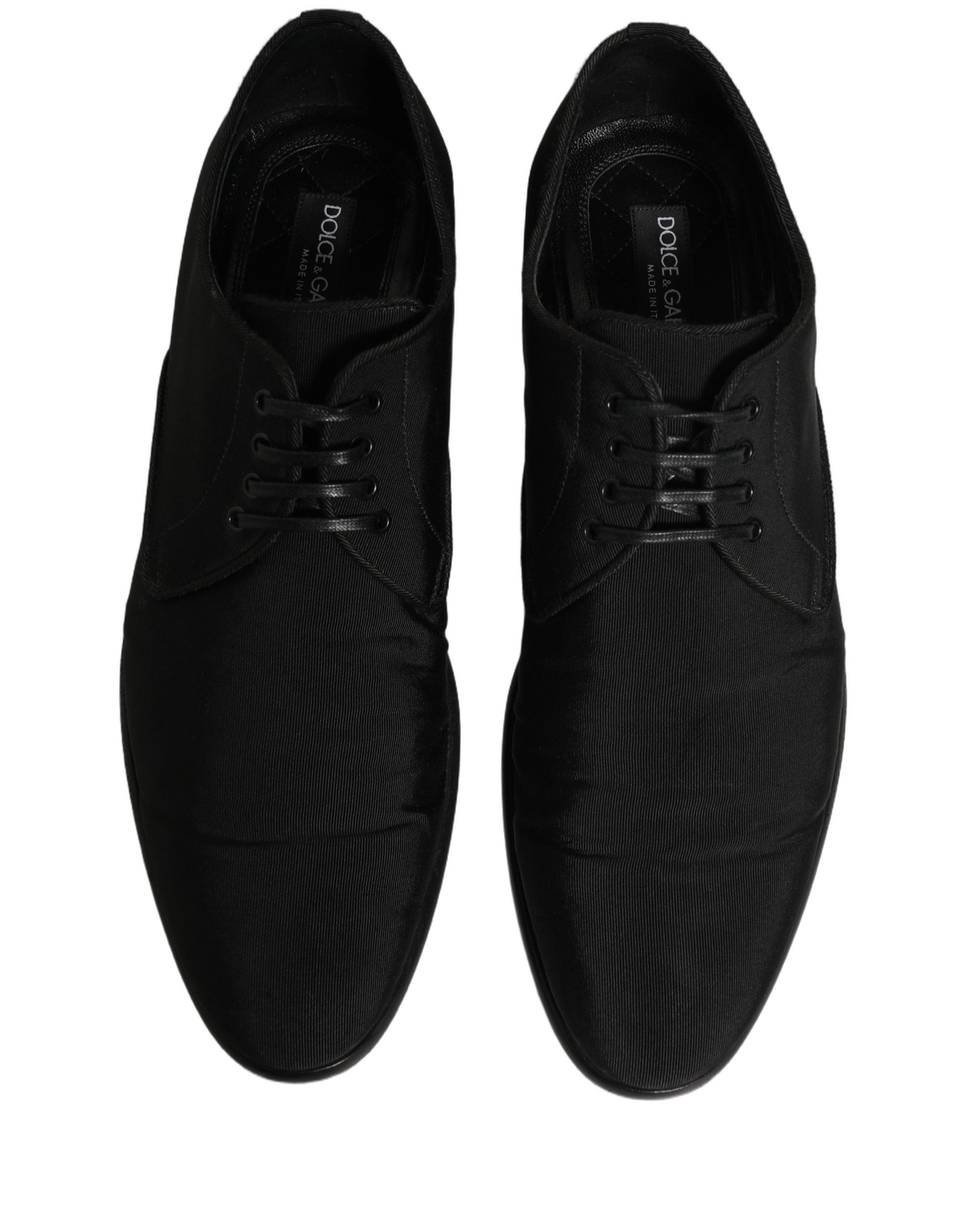 Chaussures Derby noires en daim de luxe de Dolce & Gabbana, lacets, chaussures formelles élégantes.