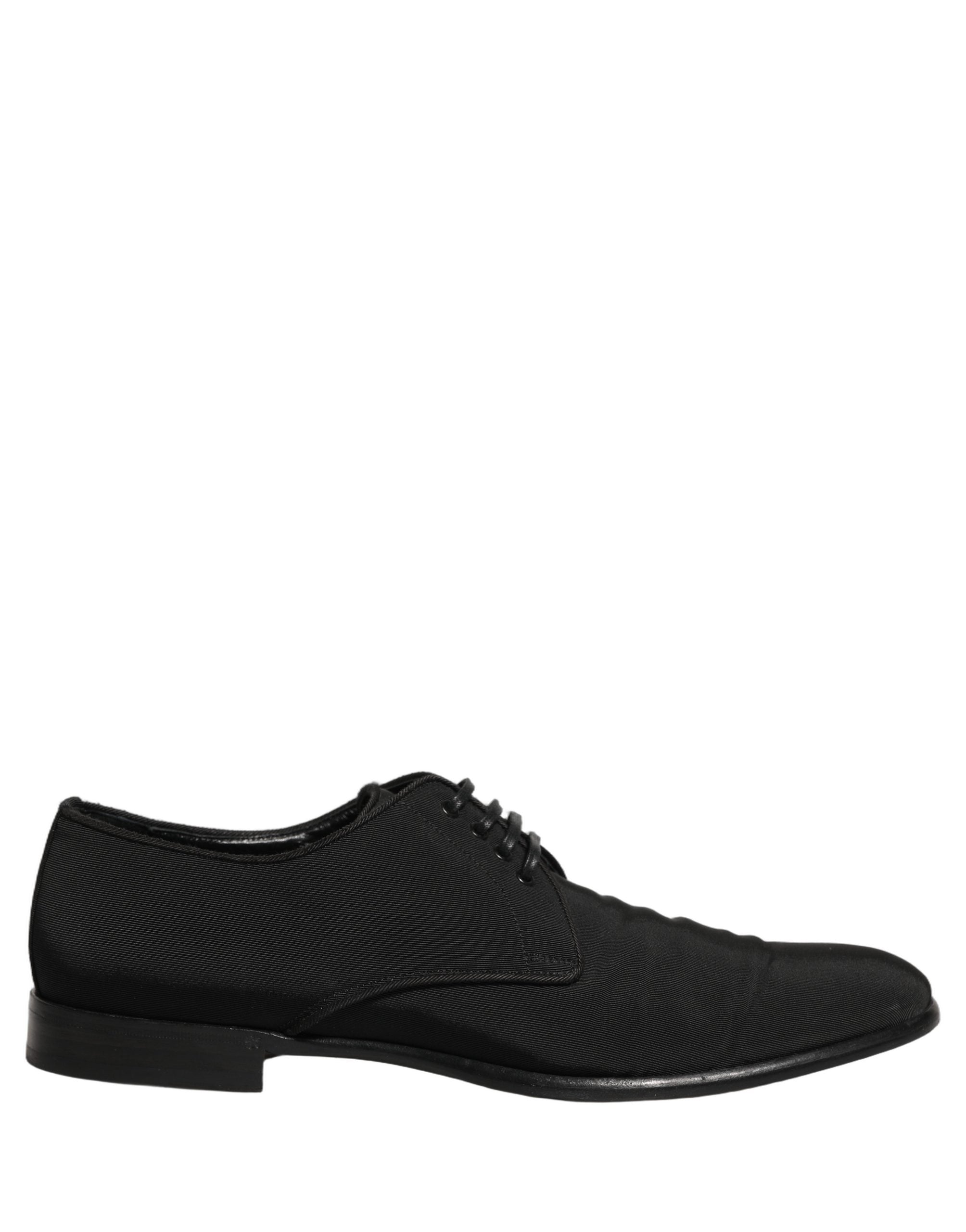 Chaussures Derby en daim noir Dolce & Gabbana, lacets, style formel, chaussures habillées élégantes pour homme.