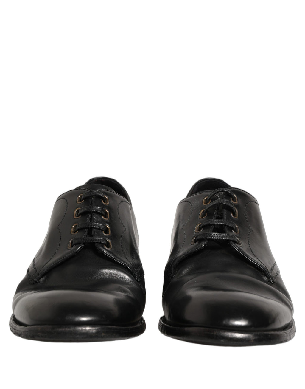 Chaussures derby noires en cuir de Dolce & Gabbana, lacets, chaussures formelles élégantes pour homme.