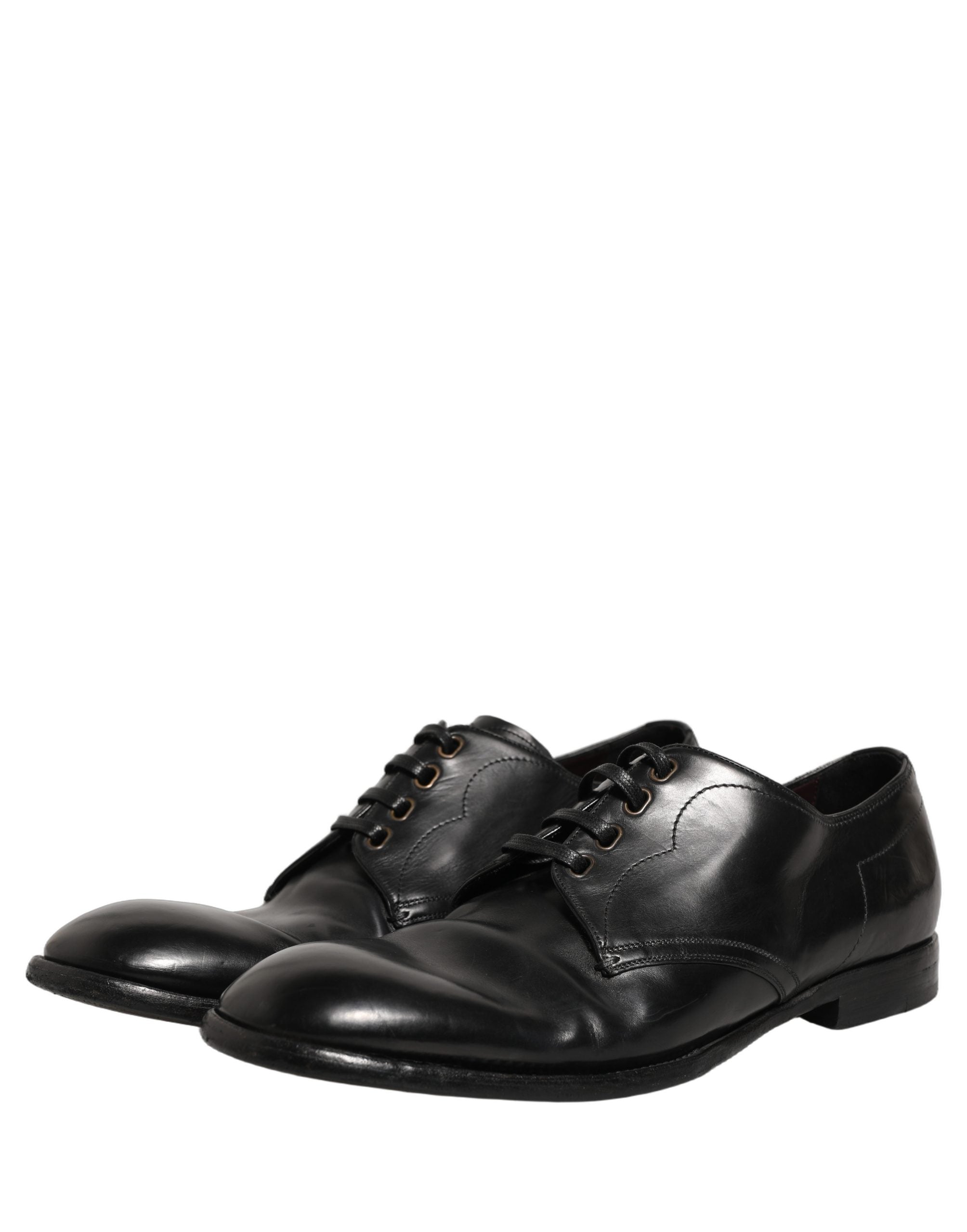 Chaussures Derby habillées en cuir noir de Dolce & Gabbana, avec lacets, style formel pour homme.
