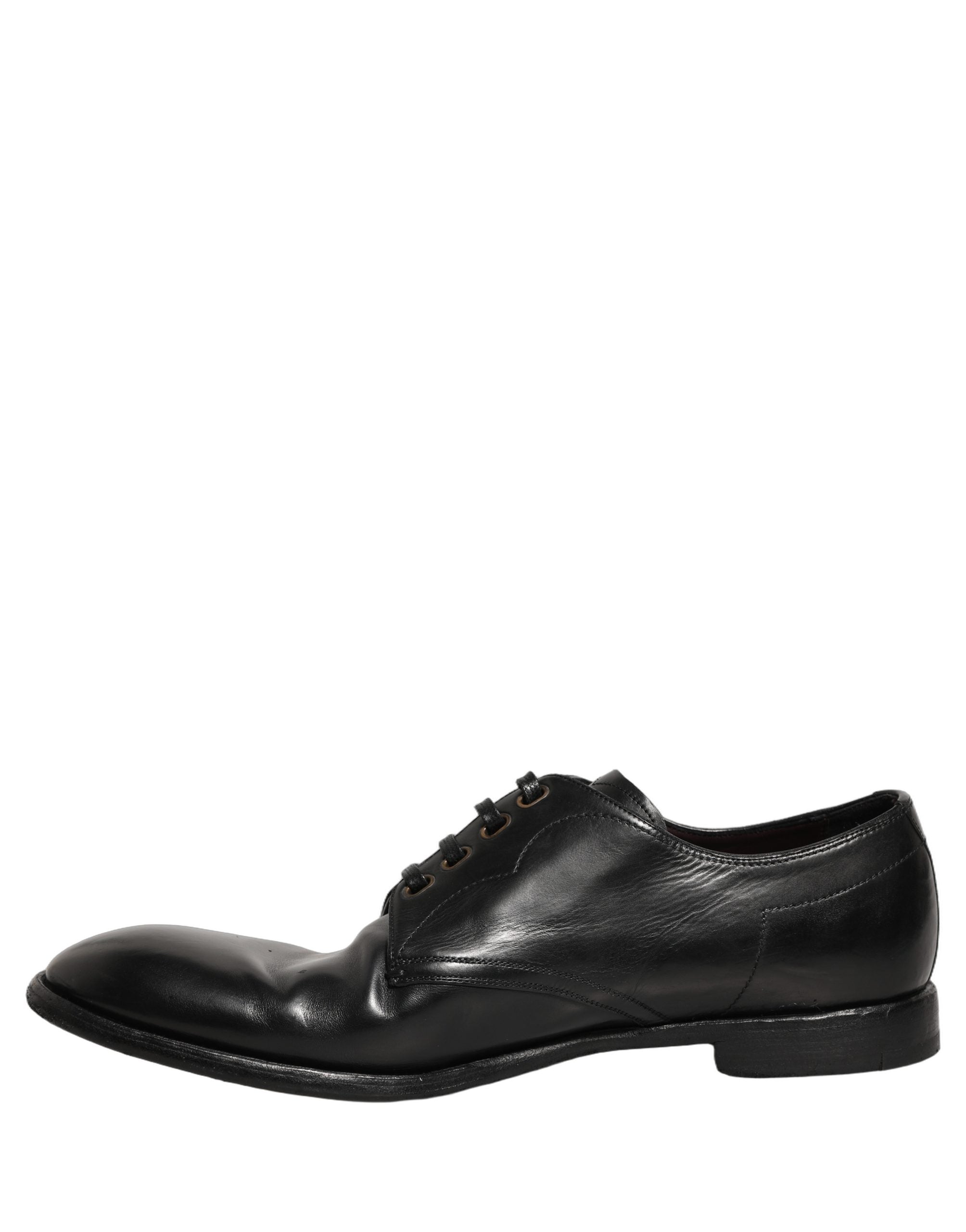 Chaussures Derby formelles en cuir noir Dolce & Gabbana avec lacets, élégantes et sophistiquées pour occasion spéciale.