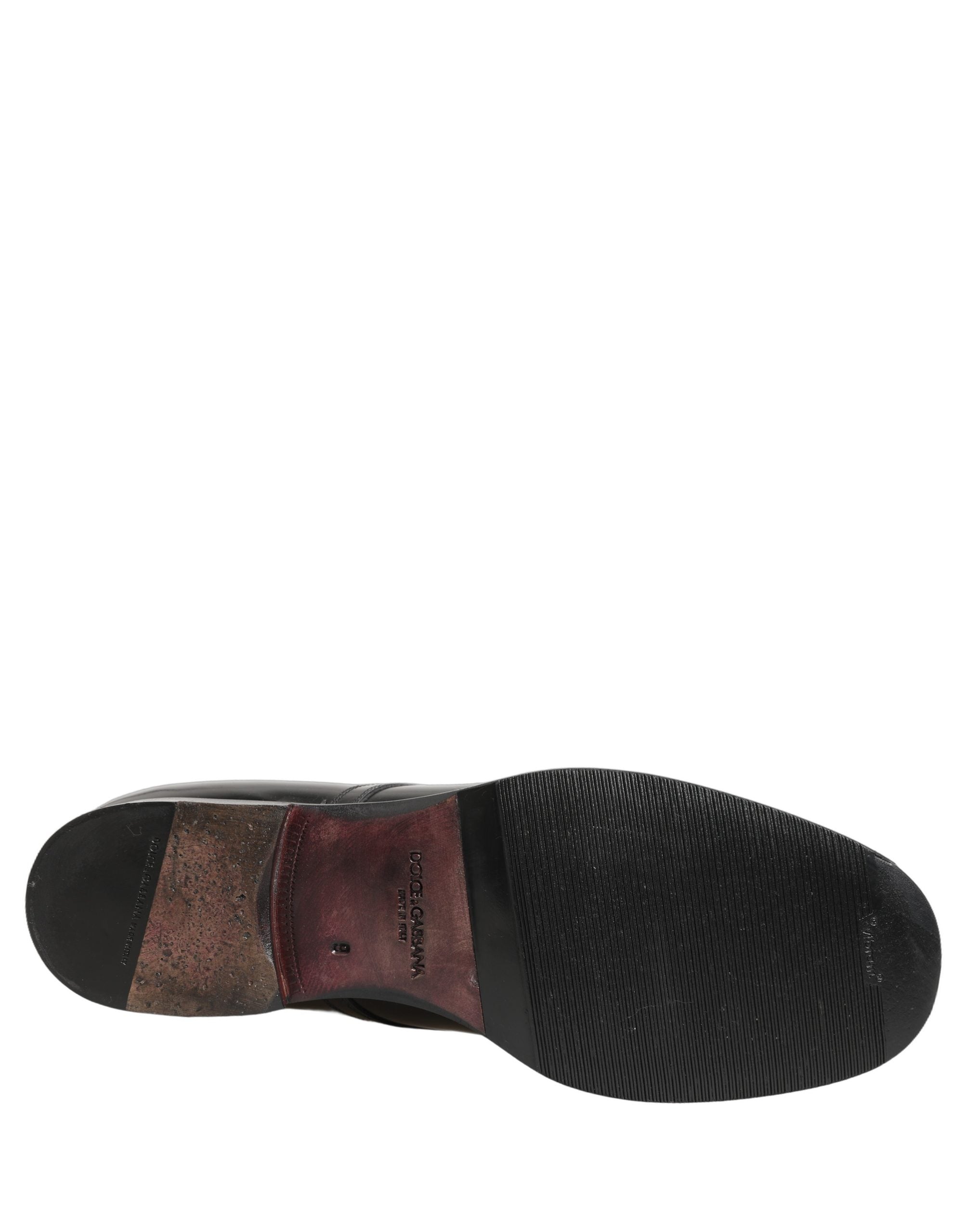 Chaussures Derby formelles en cuir noir de Dolce & Gabbana avec lacets, élégantes et sophistiquées, pour homme.