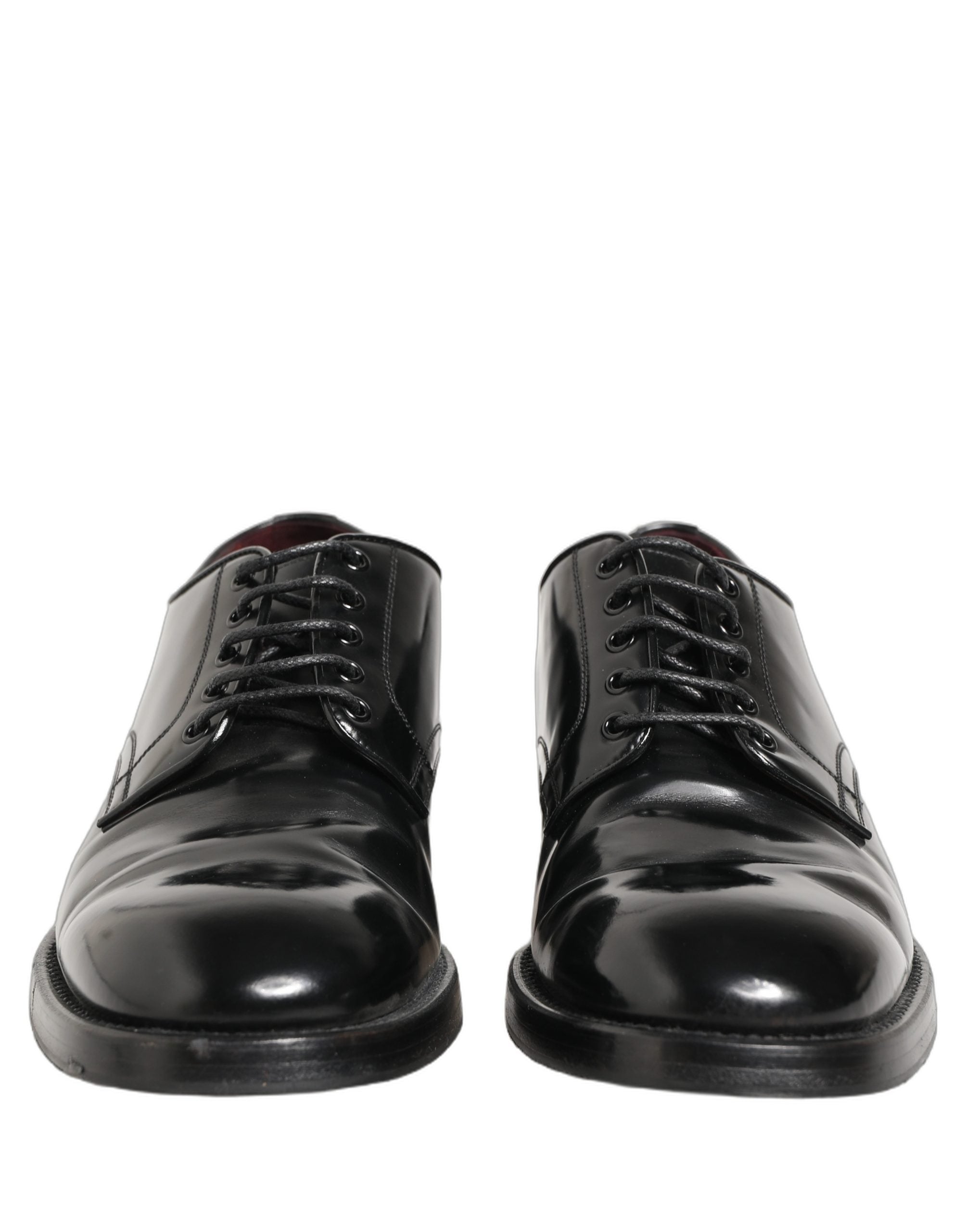 Chaussures Derby noires en cuir de luxe de Dolce & Gabbana, lacets, style formel pour homme, élégantes et sophistiquées.