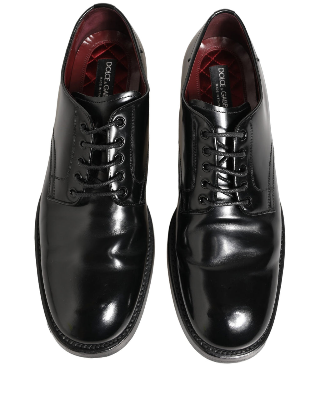 Chaussures Derby formelles Dolce & Gabbana en cuir noir avec lacets, style élégant et sophistiqué pour homme.