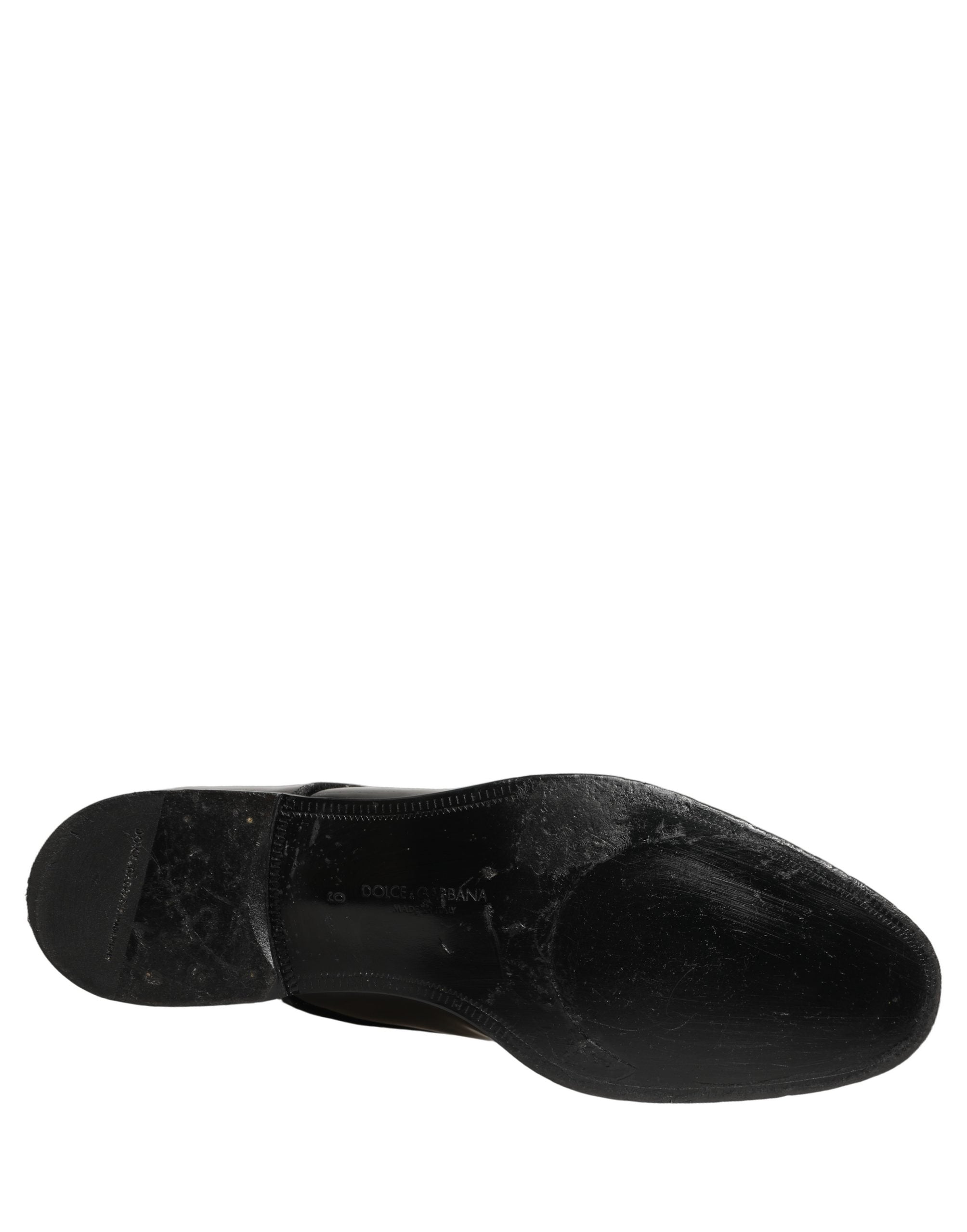 Chaussures Derby habillées en cuir noir de Dolce & Gabbana avec lacets, pour homme, élégantes et formelles.