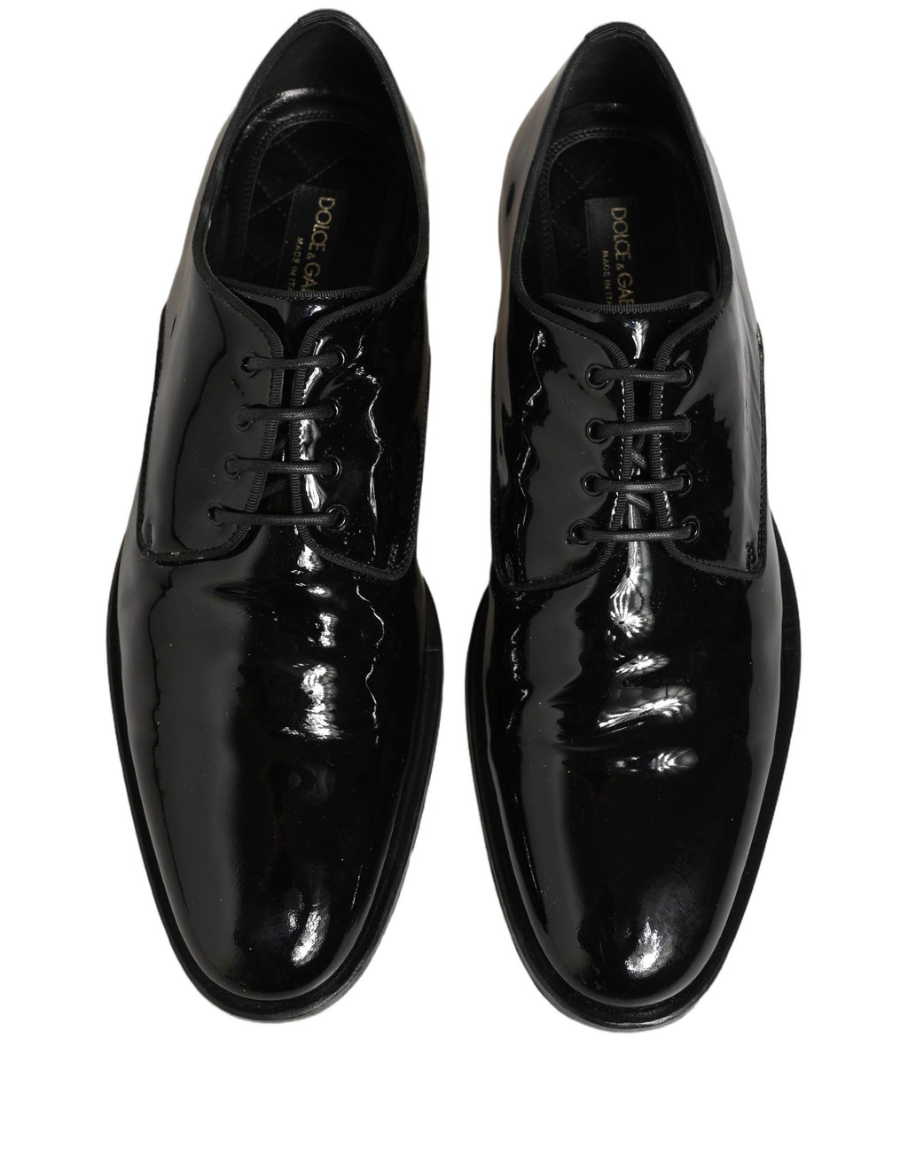 Chaussures Derby formelles en cuir noir Dolce & Gabbana avec laçage, élégantes et sophistiquées pour homme.