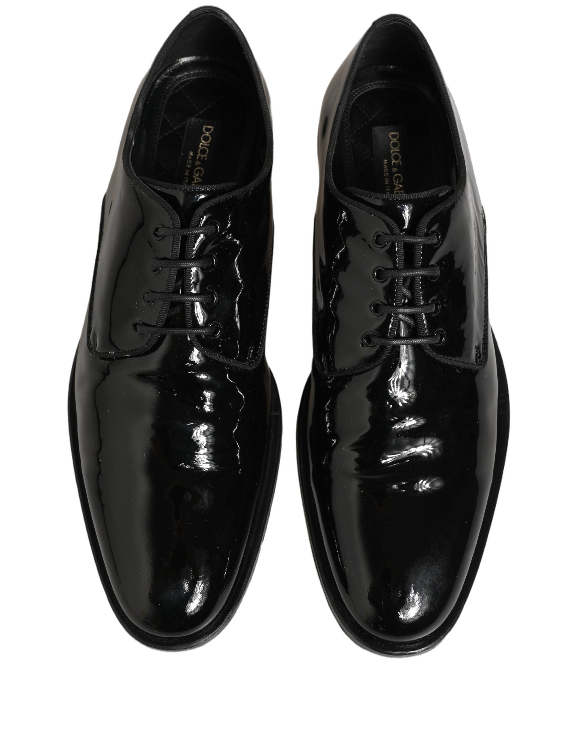 Chaussures Derby formelles en cuir noir Dolce & Gabbana avec laçage, élégantes et sophistiquées pour homme.