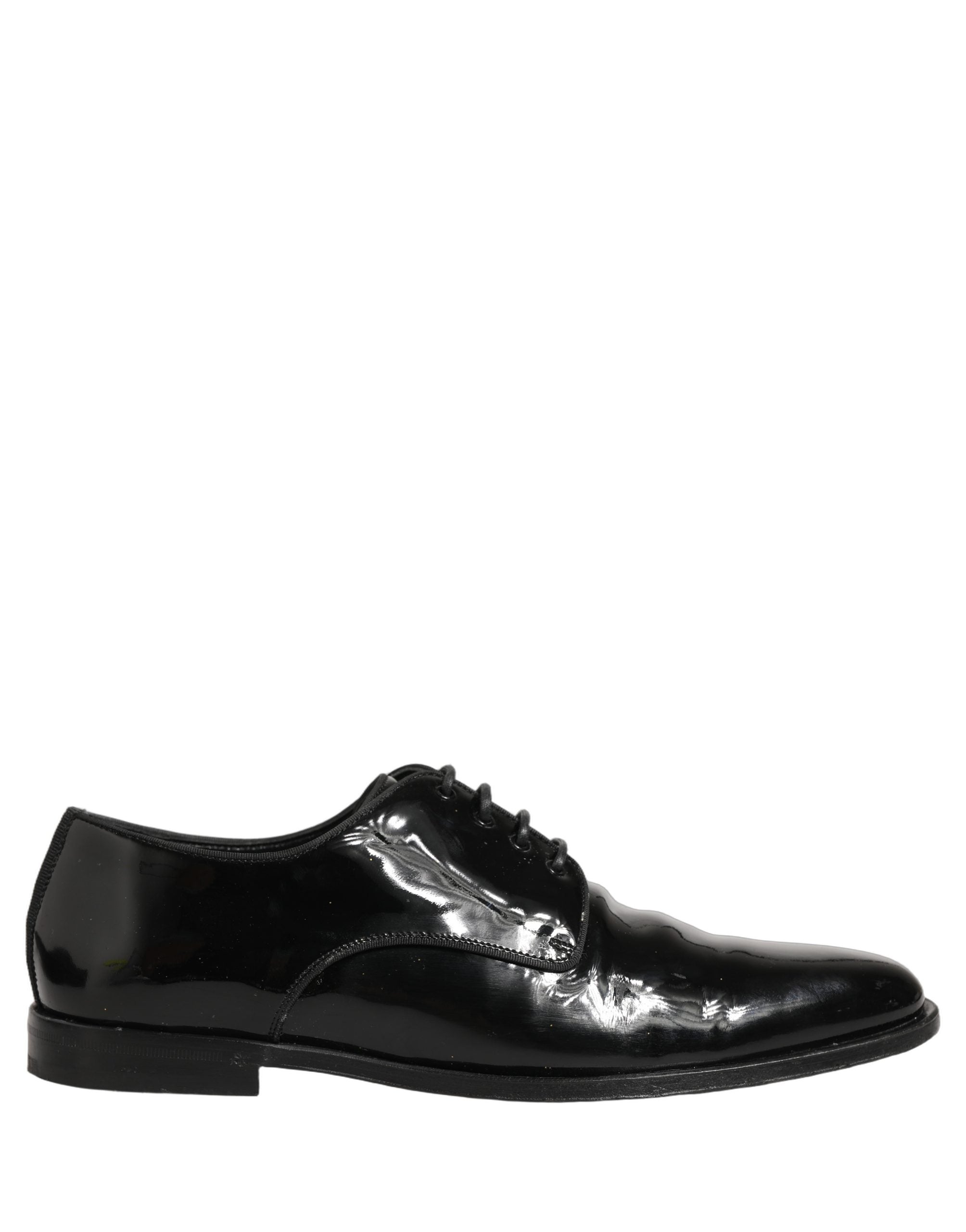 Chaussures Derby habillées en cuir noir de Dolce & Gabbana avec lacets, chaussures de cérémonie élégantes pour homme.