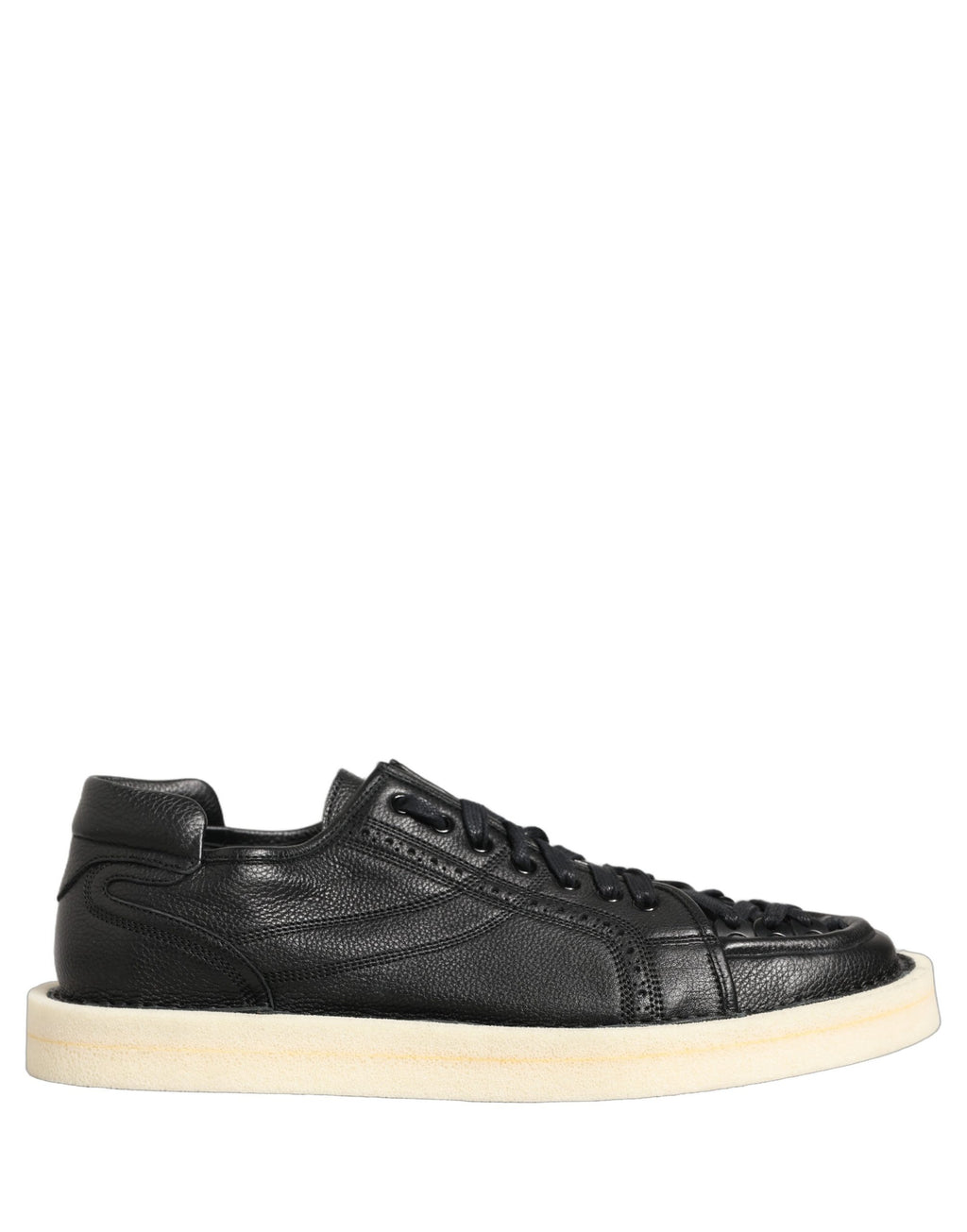 Chaussures basses en cuir noir Dolce & Gabbana avec lacets, baskets modernes et élégantes pour homme.